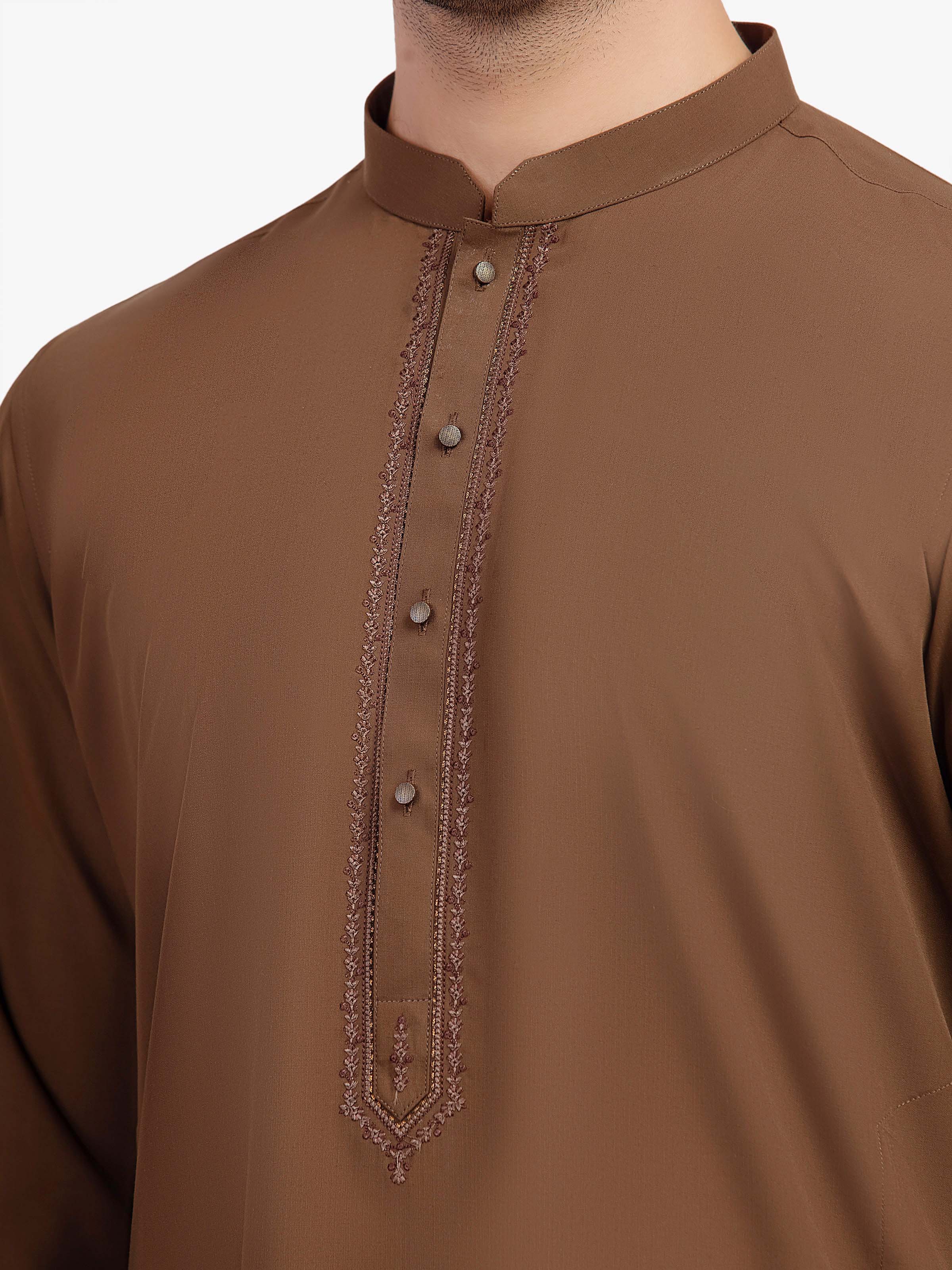 Men's Brown Shalwar Kameez - EMTKST5-99580 - Image 3