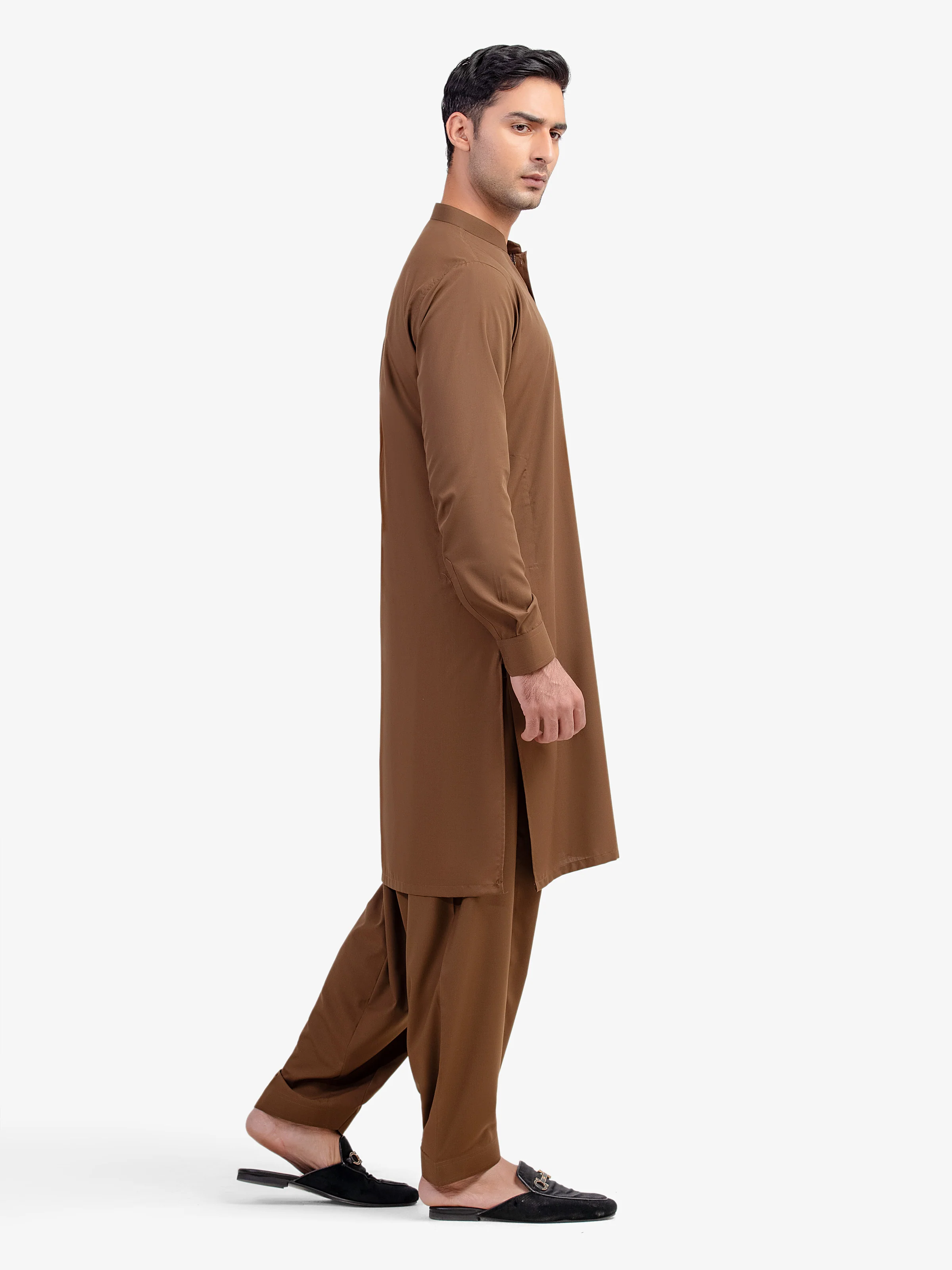 Men's Brown Shalwar Kameez - EMTKST5-99580 - Image 4
