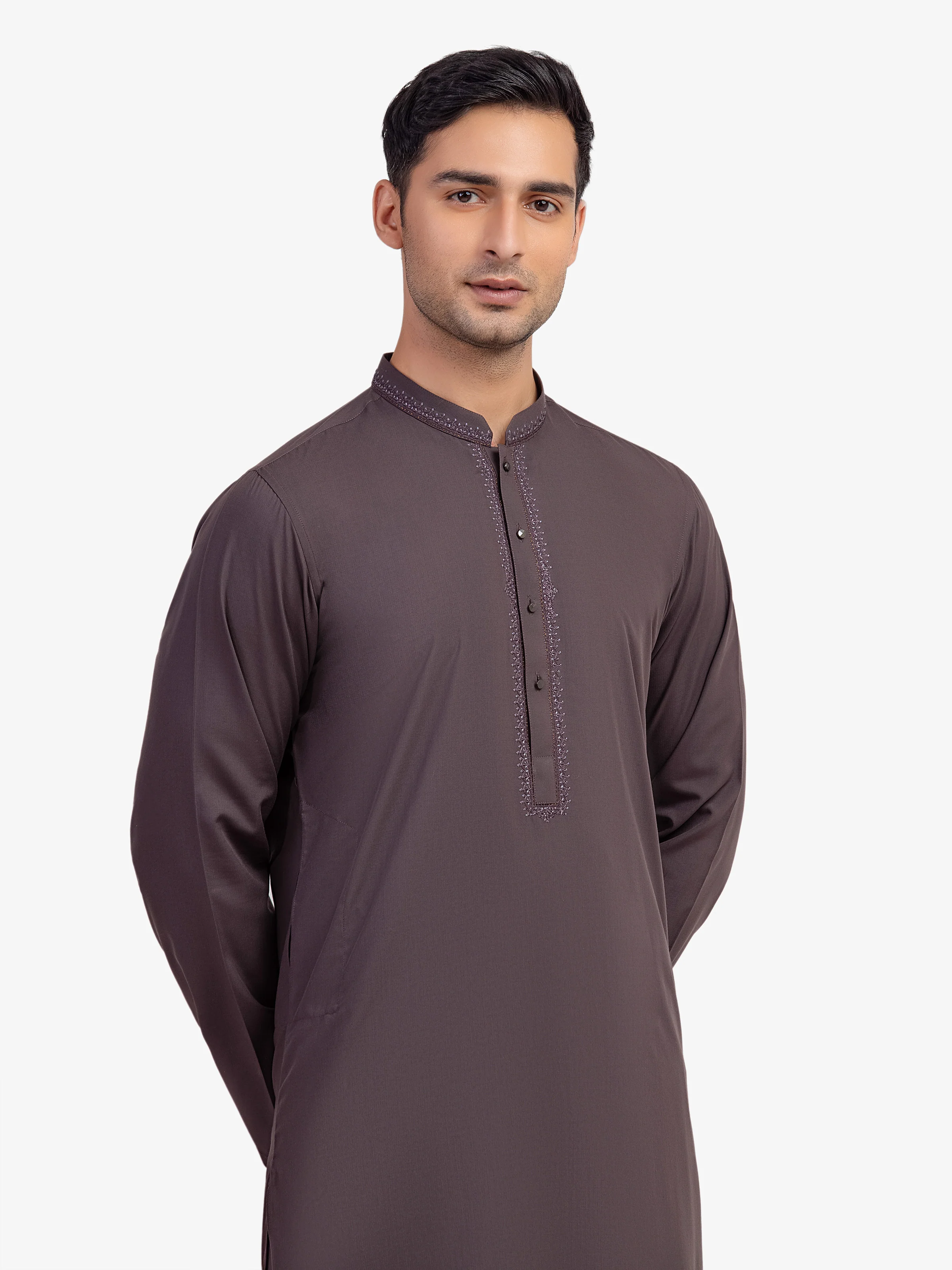 Men's Brown Shalwar Kameez - EMTKST5-99584 - Image 2