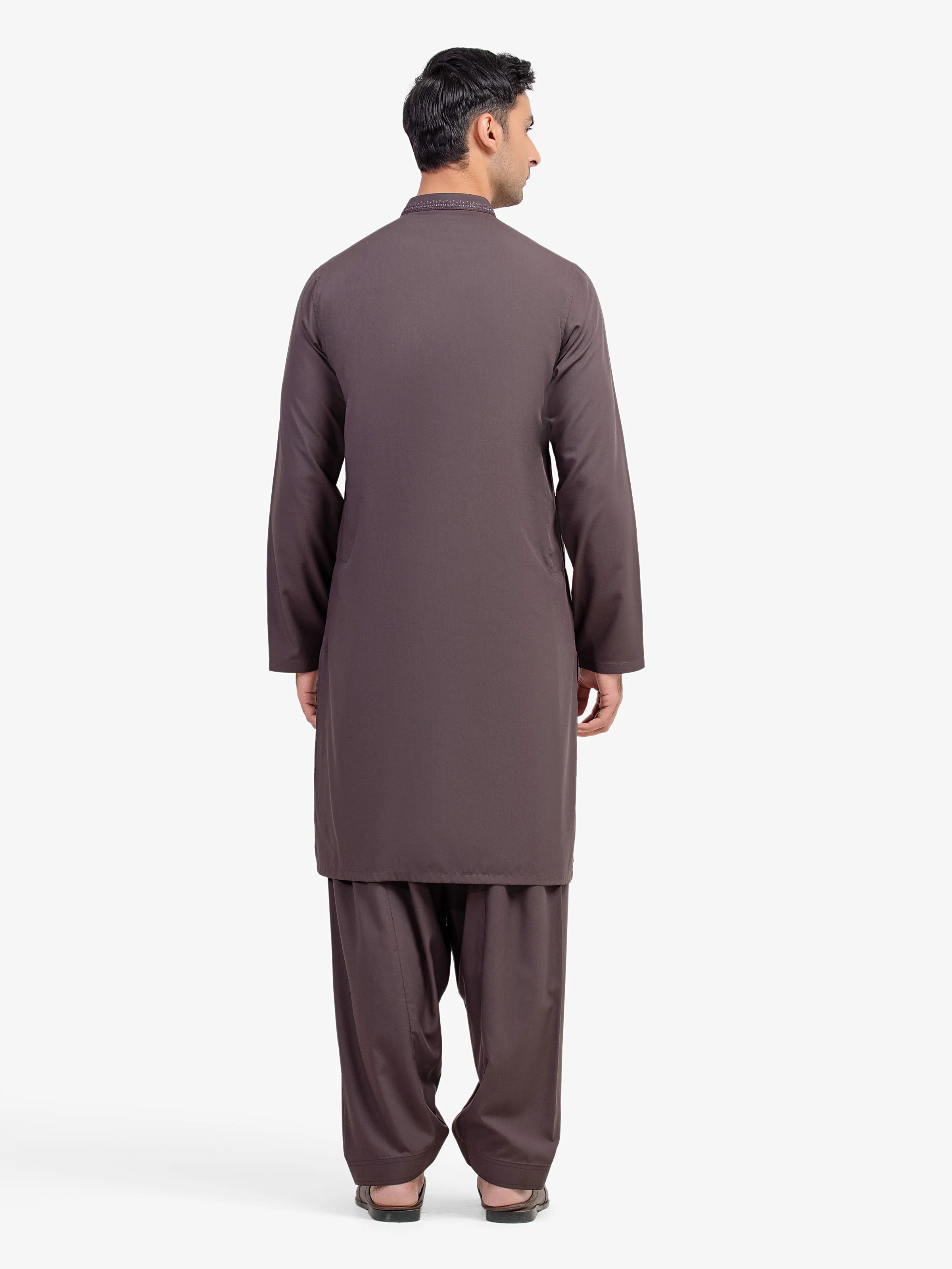 Men's Brown Shalwar Kameez - EMTKST5-99584 - Image 5