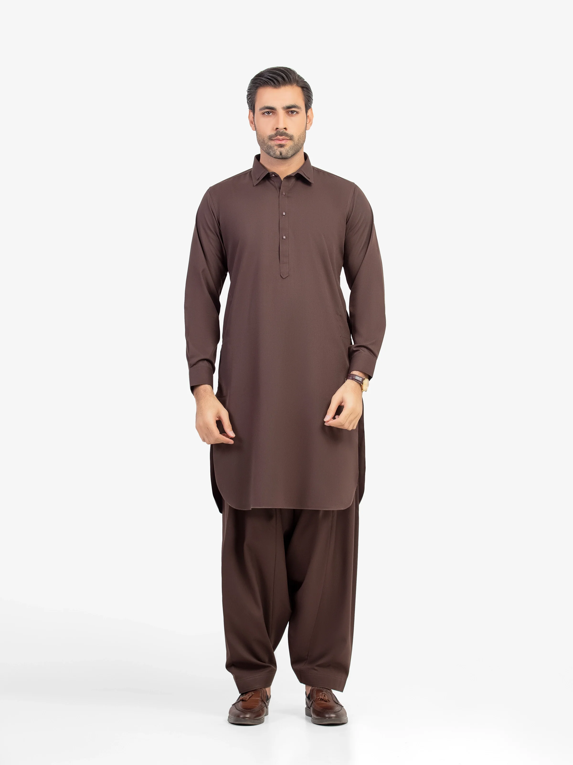 Men's Brown Shalwar Kameez - EMTKST5-99616