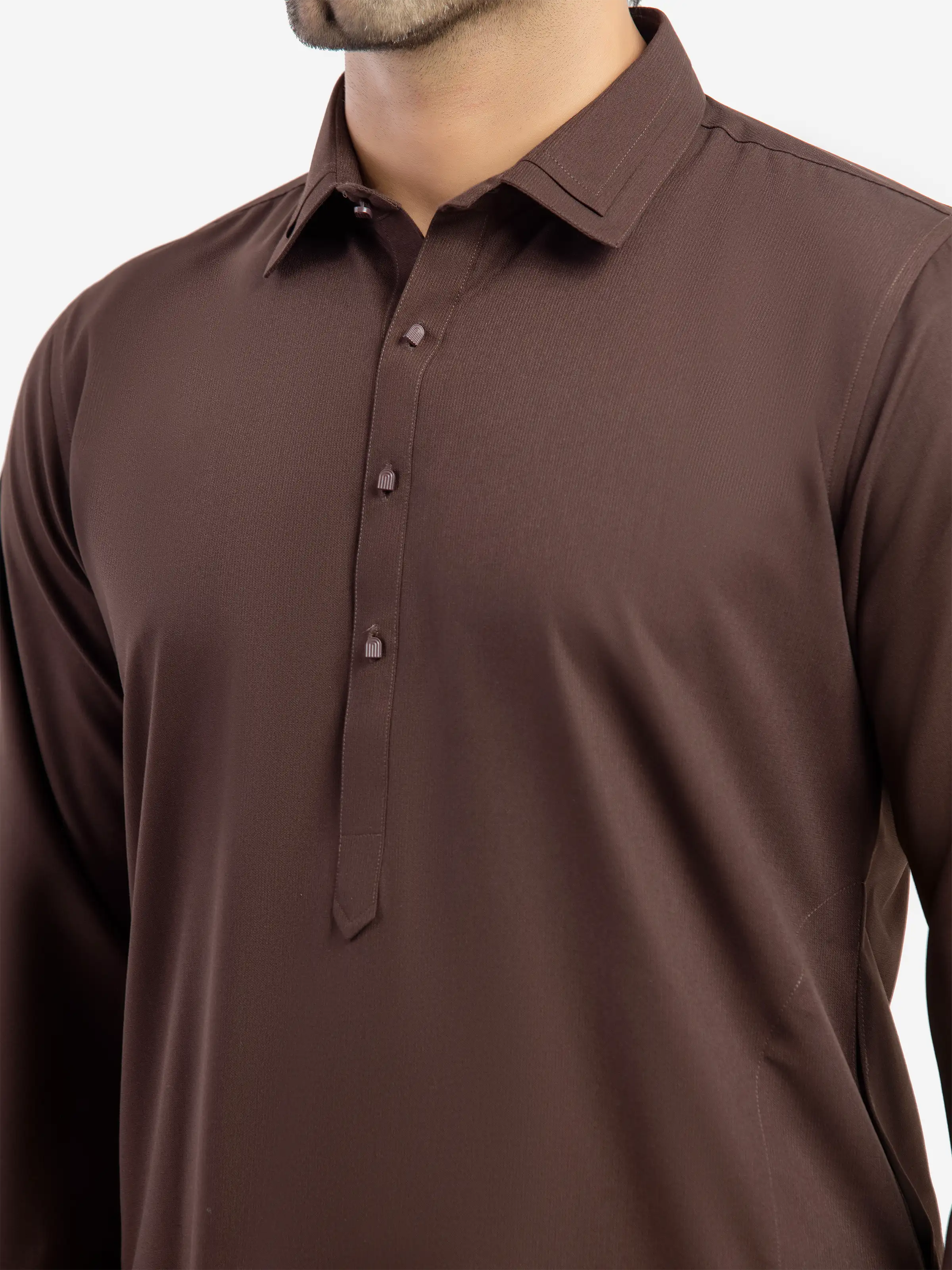 Men's Brown Shalwar Kameez - EMTKST5-99616 - Image 2