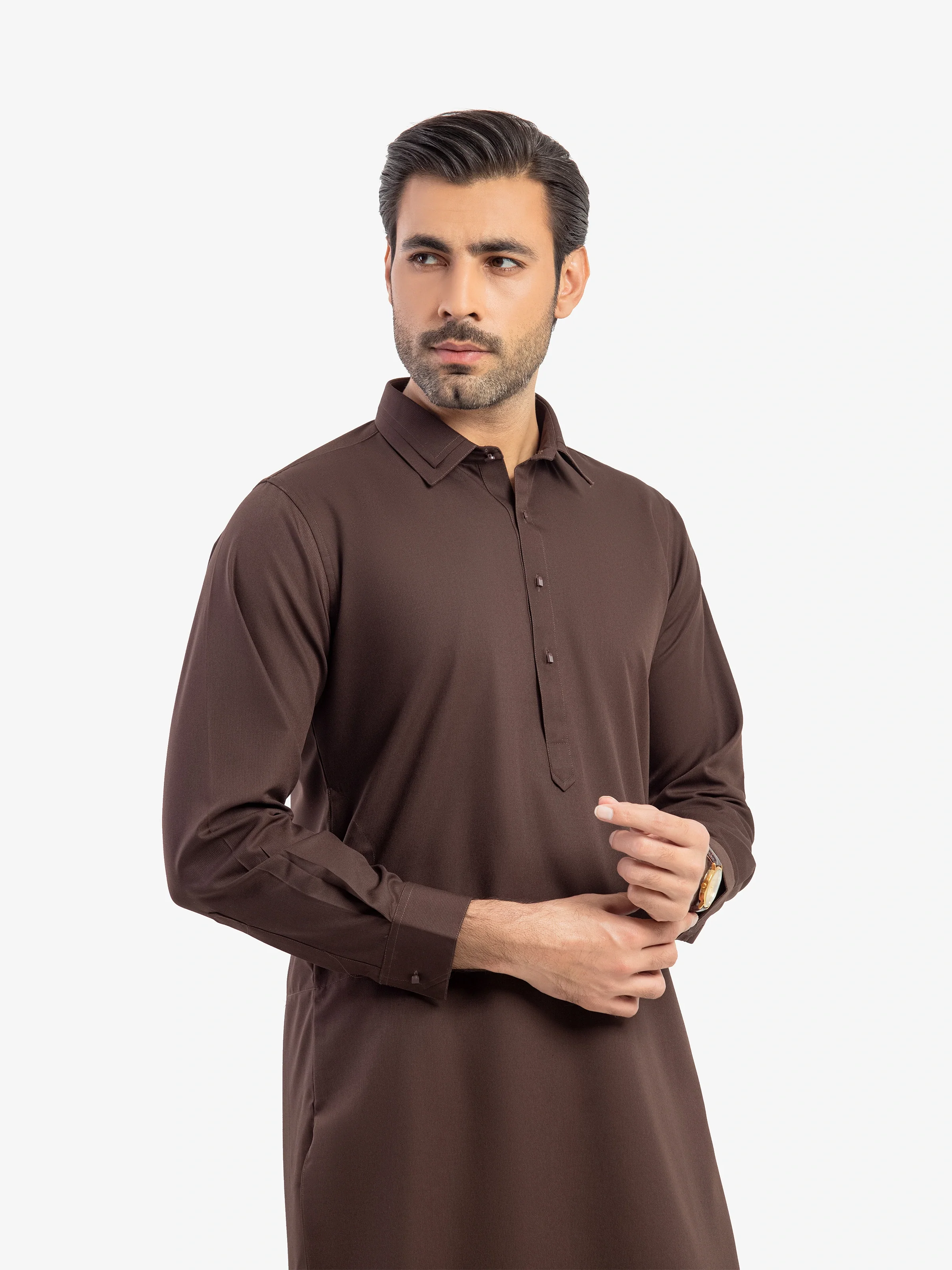 Men's Brown Shalwar Kameez - EMTKST5-99616 - Image 3