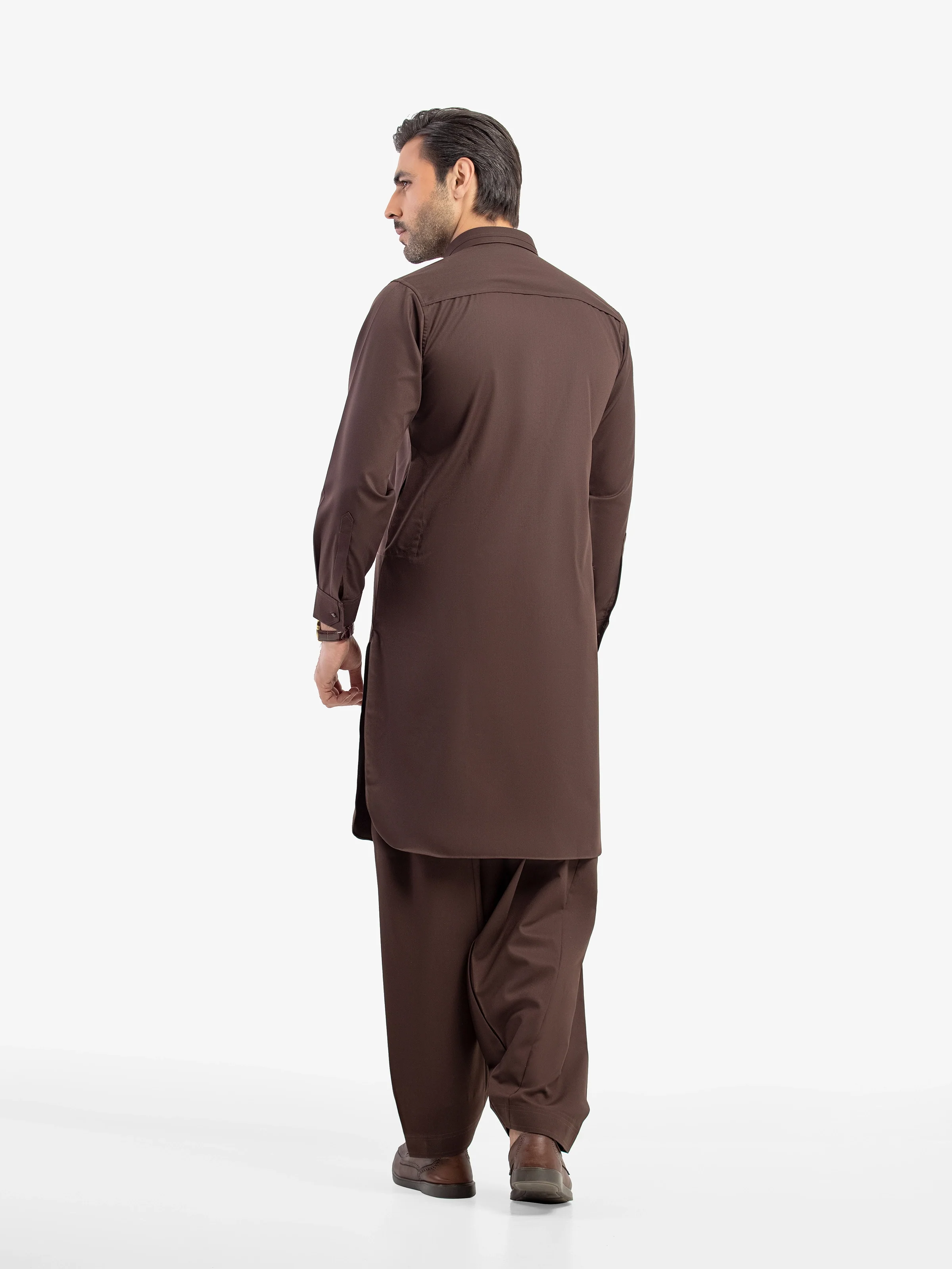 Men's Brown Shalwar Kameez - EMTKST5-99616 - Image 5