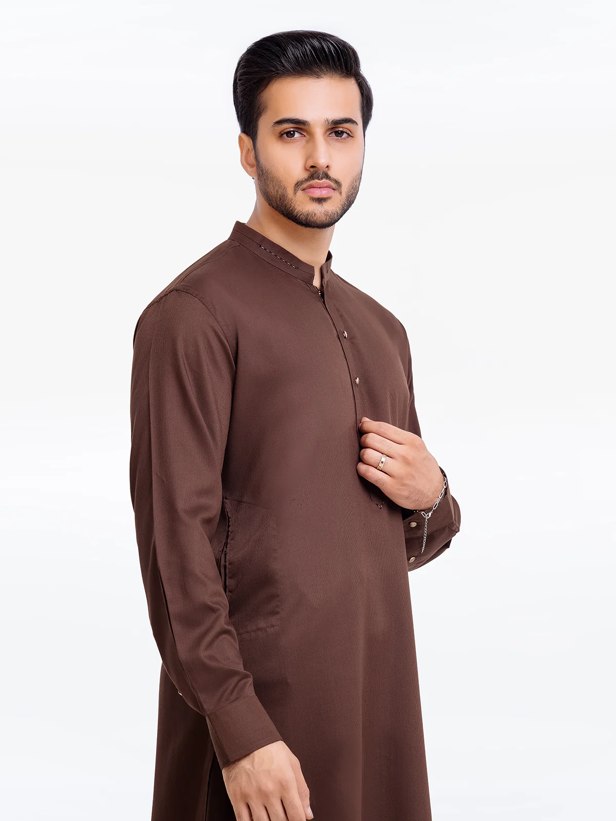 Men's Brown Shalwar Kameez - EMTSW23S-99340 - Image 4