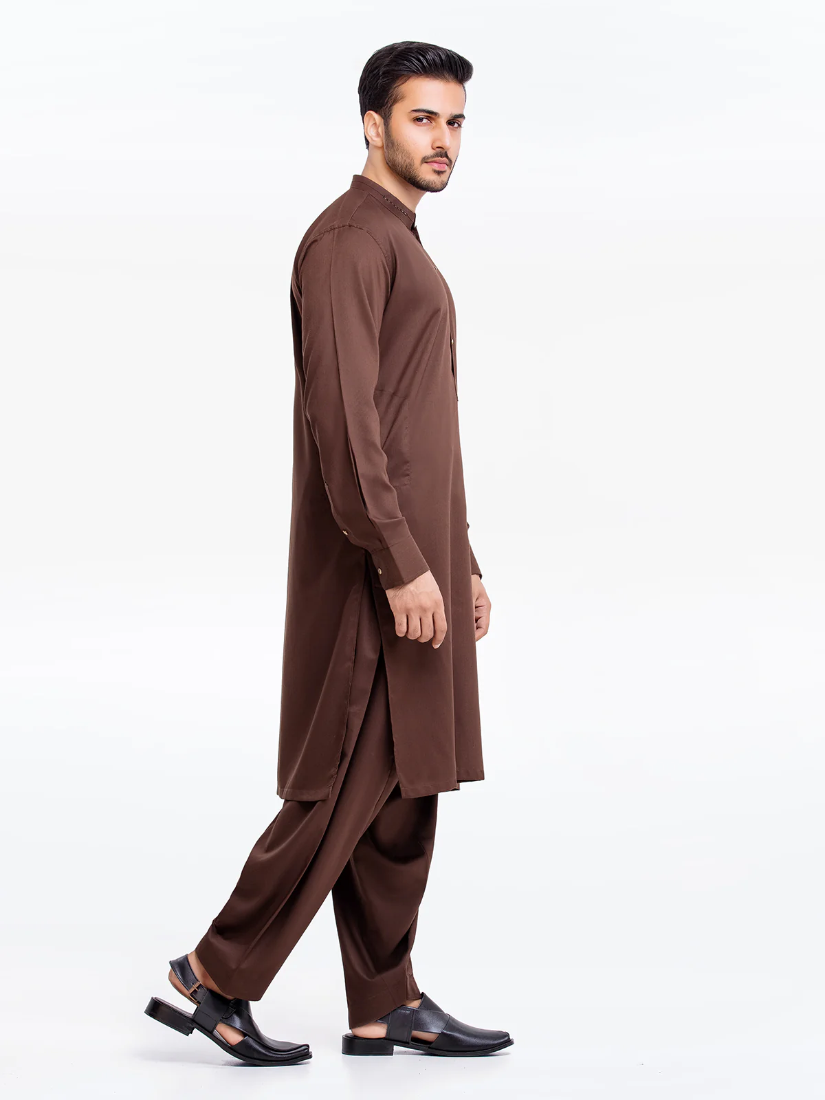 Men's Brown Shalwar Kameez - EMTSW23S-99340 - Image 5