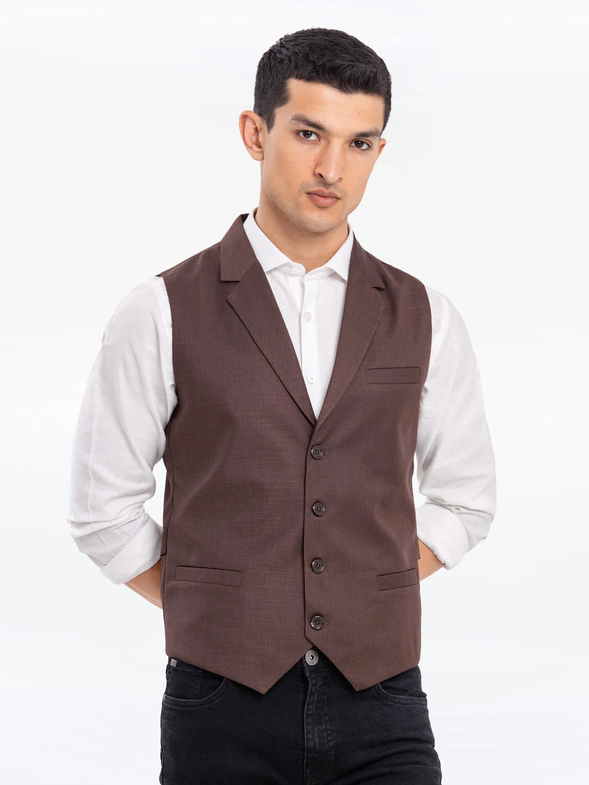 Men's Brown Waist Coat - EMTWCF24-35907 - Image 2