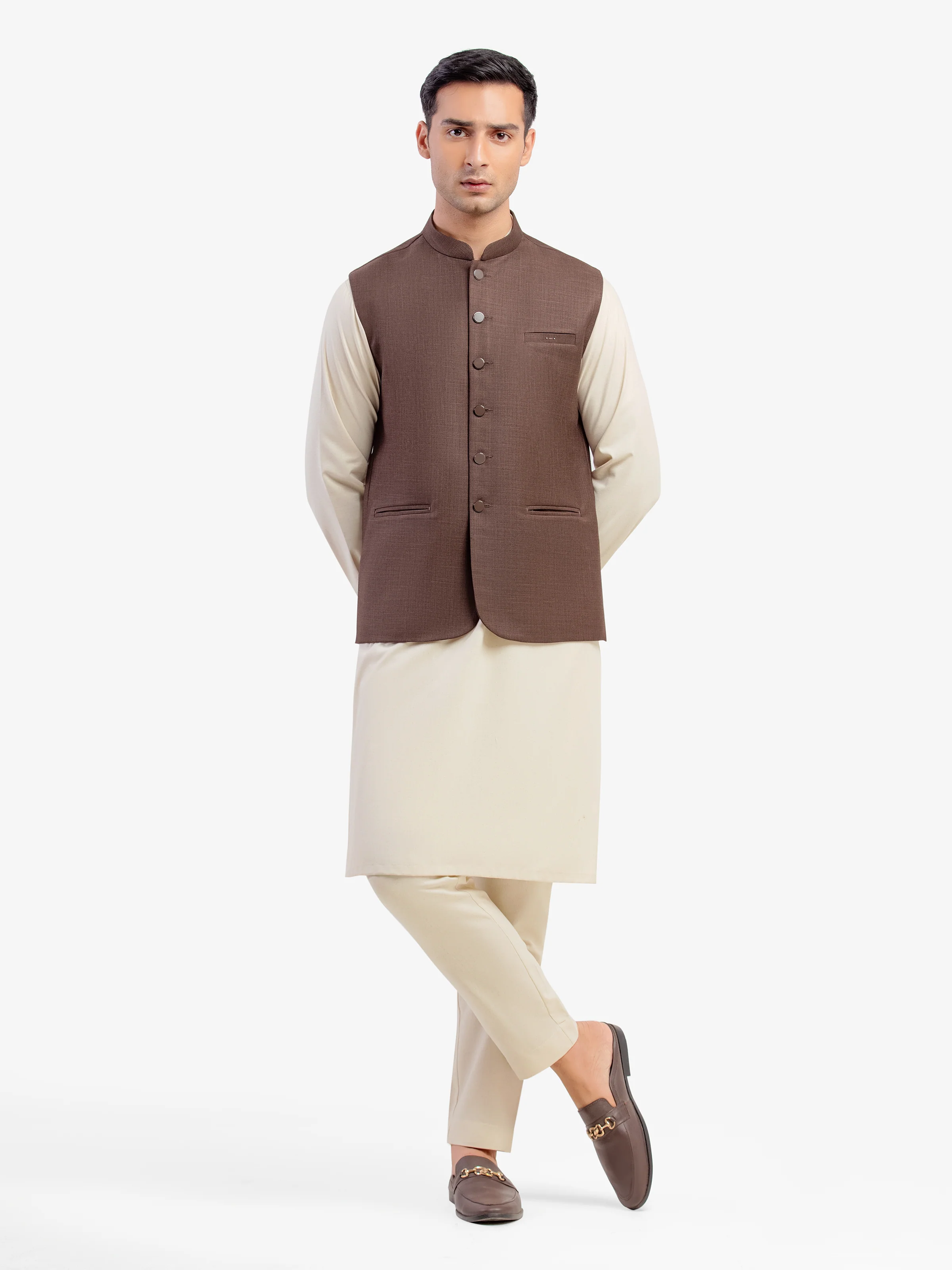 Men's Brown Waist Coat - EMTWCP5-35988 - Image 2