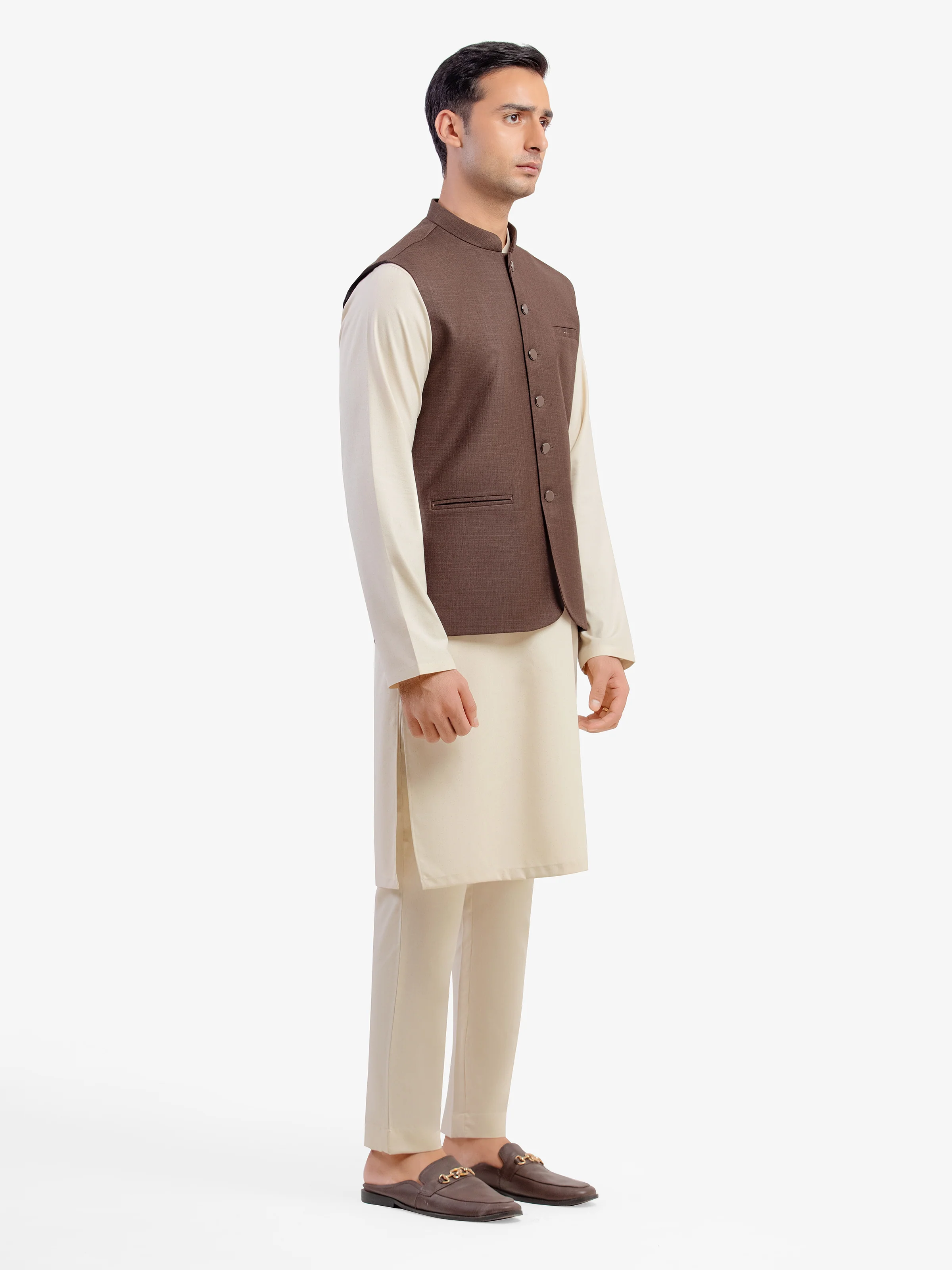 Men's Brown Waist Coat - EMTWCP5-35988 - Image 4