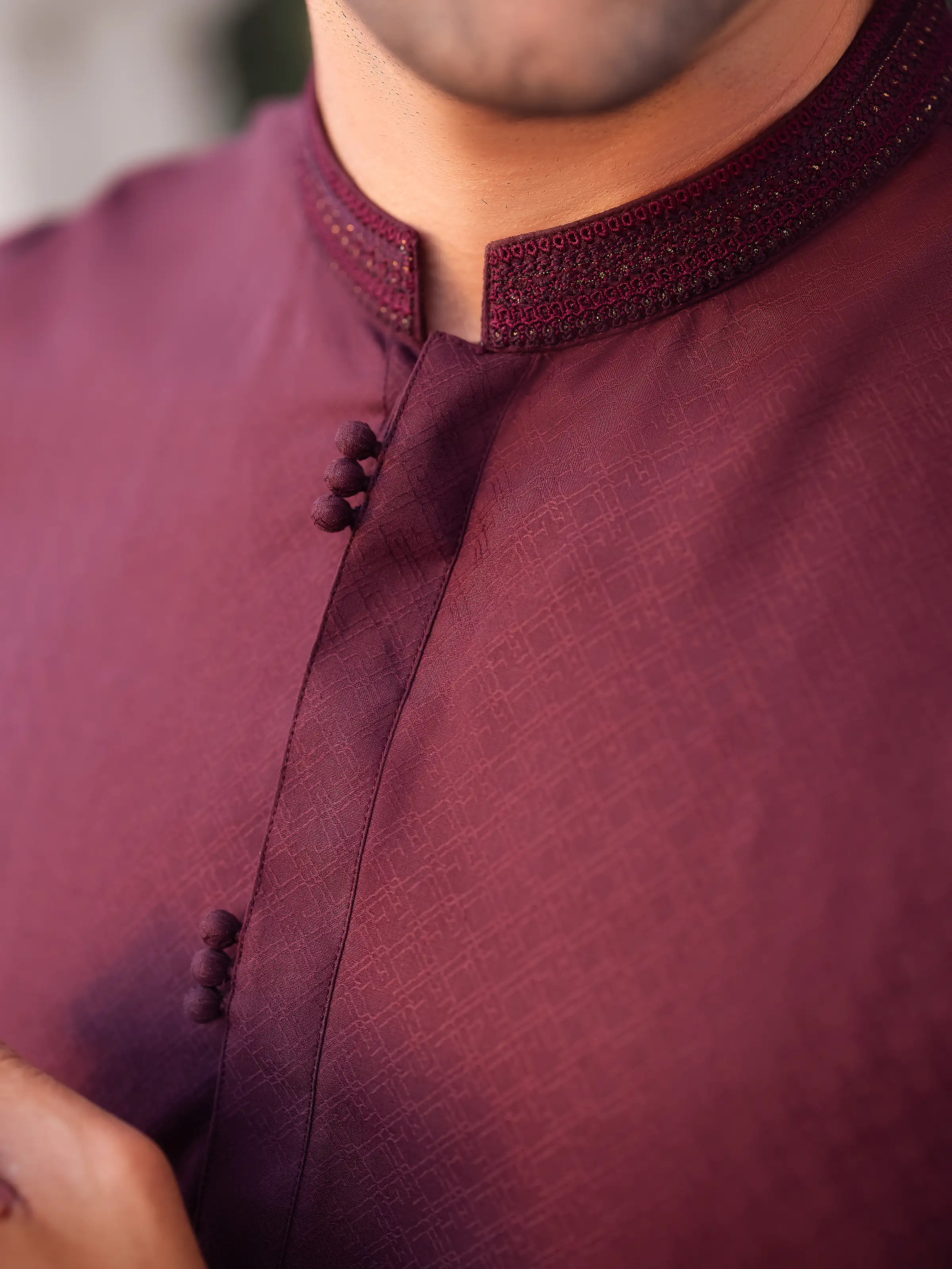 Men's Burgundy Kurta - EMTK5-99527 - Image 6