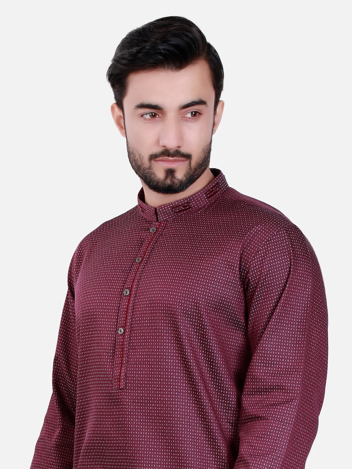 Men's Burgundy Kurta - MTK-C17S-9399 - Image 2