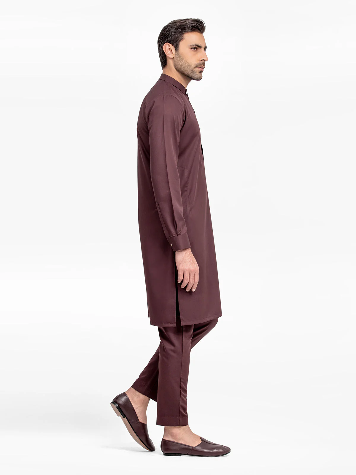 Men's Burgundy Kurta Pajama - EMTKPT24-025 - Image 3