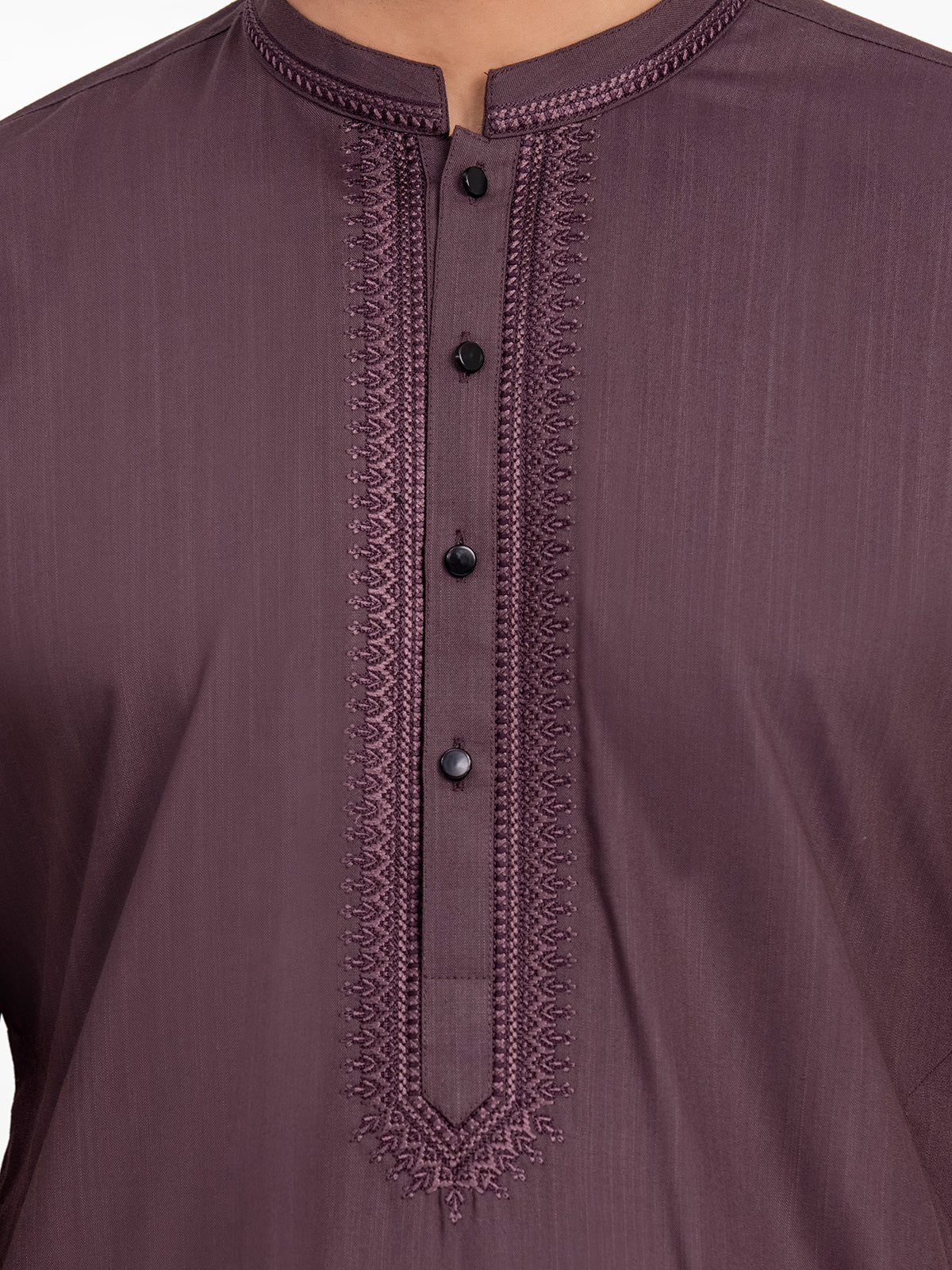 Men's Burgundy Shalwar Kameez - EMTKS24-41078 - Image 4