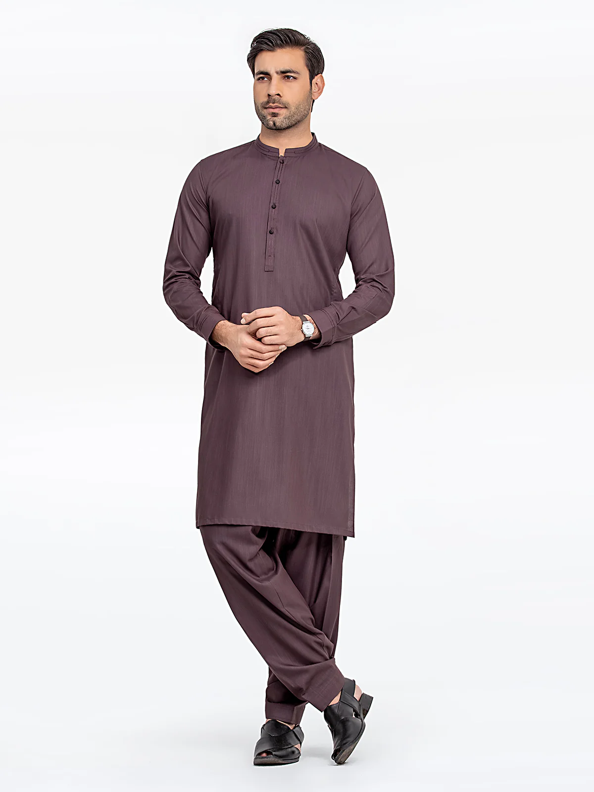 Men's Burgundy Shalwar Kameez - EMTKS24-41079