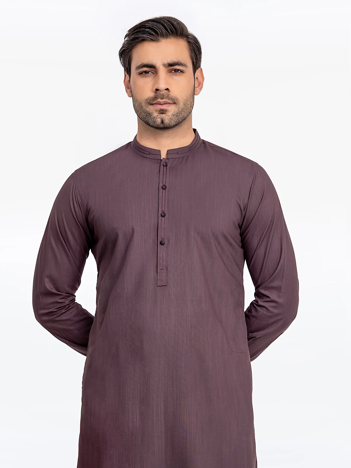 Men's Burgundy Shalwar Kameez - EMTKS24-41079 - Image 2