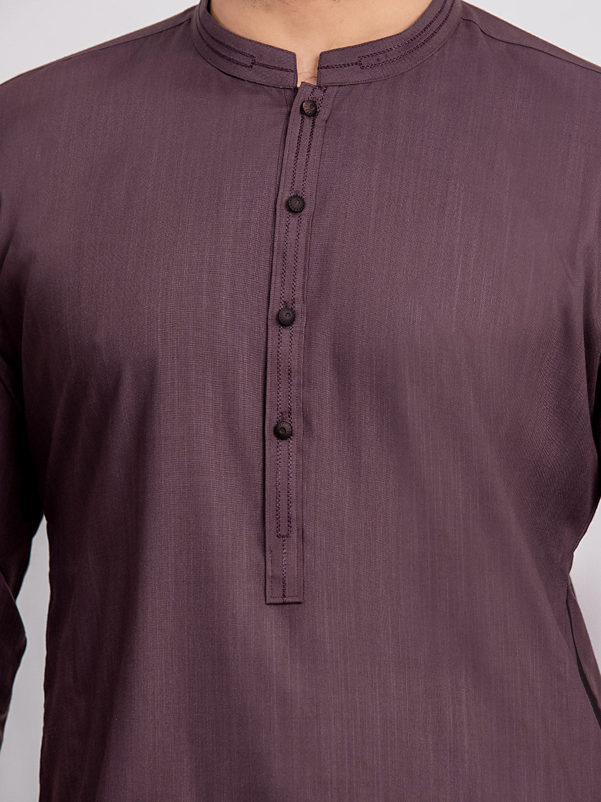Men's Burgundy Shalwar Kameez - EMTKS24-41079 - Image 4