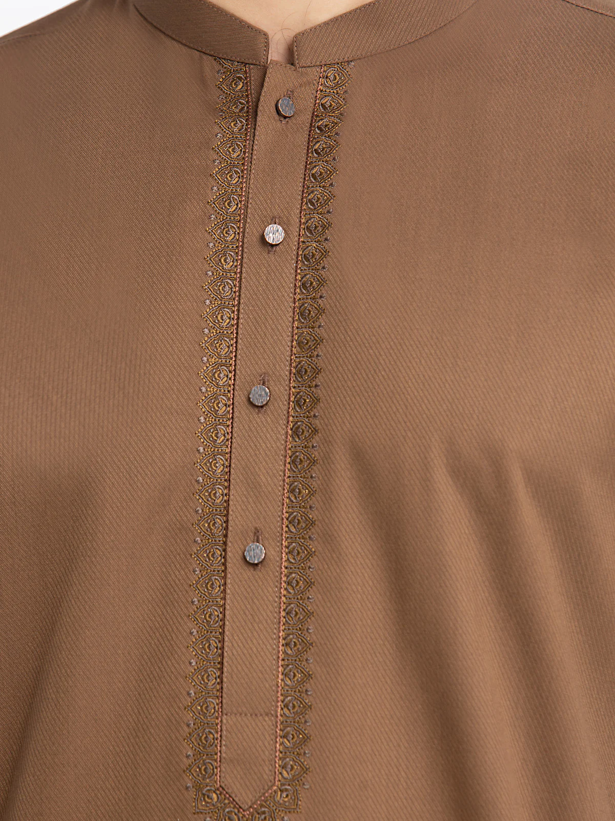 Men's Camel Brown Shalwar Kameez - EMTKS24S-41104 - Image 4