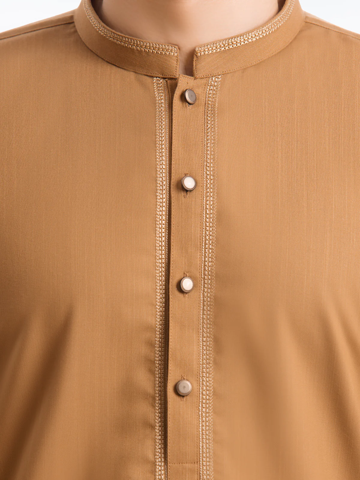 Men's Camel Brown Shalwar Kameez - EMTKST24-014 - Image 5
