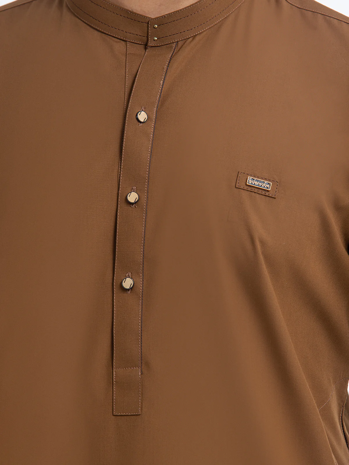 Men's Camel Brown Shalwar Kameez - EMTKST24-99445 - Image 3