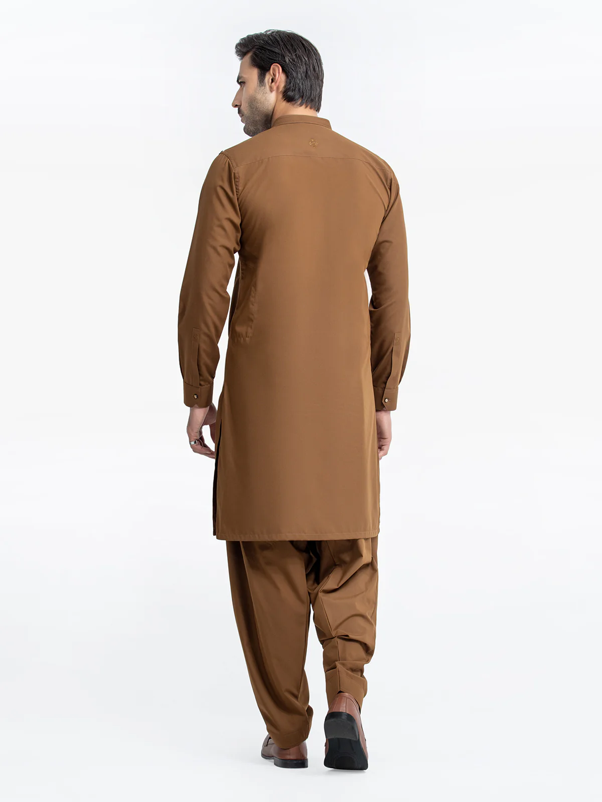 Men's Camel Brown Shalwar Kameez - EMTKST24-99445 - Image 5