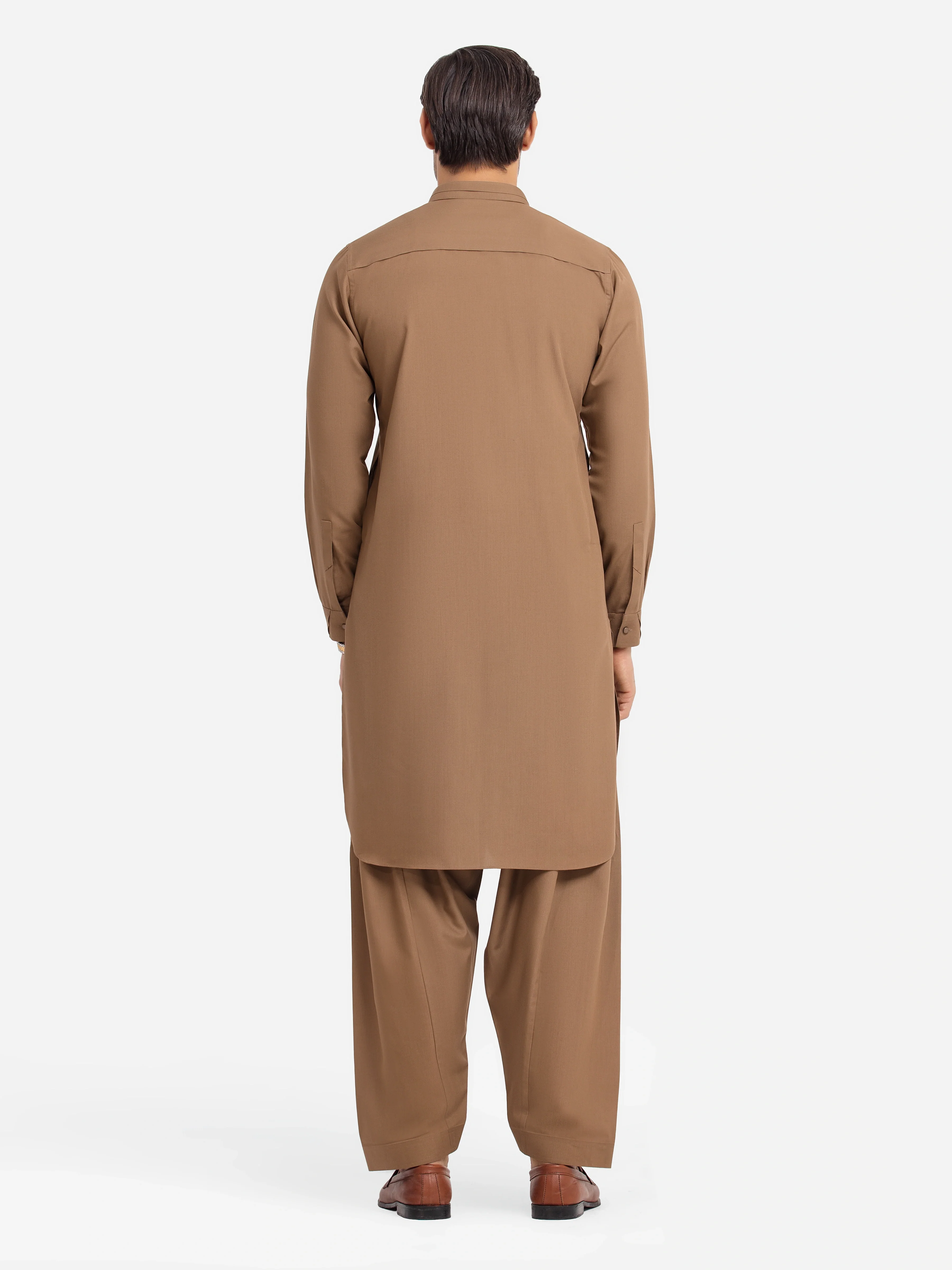 Men's Camel Brown Shalwar Kameez - EMTKST24-99480 - Image 5
