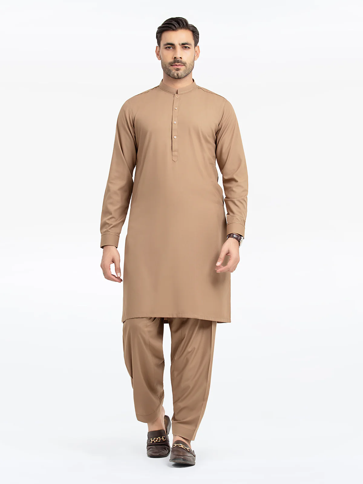 Men's Camel Shalwar Kameez - EMTKST24-99471
