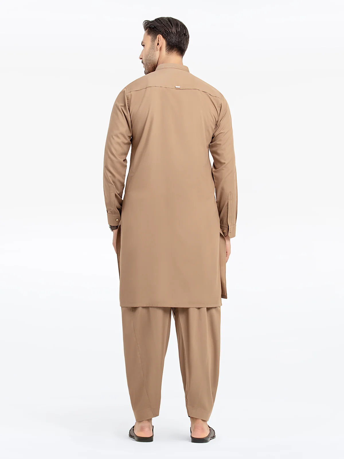Men's Camel Shalwar Kameez - EMTKST24-99471 - Image 6