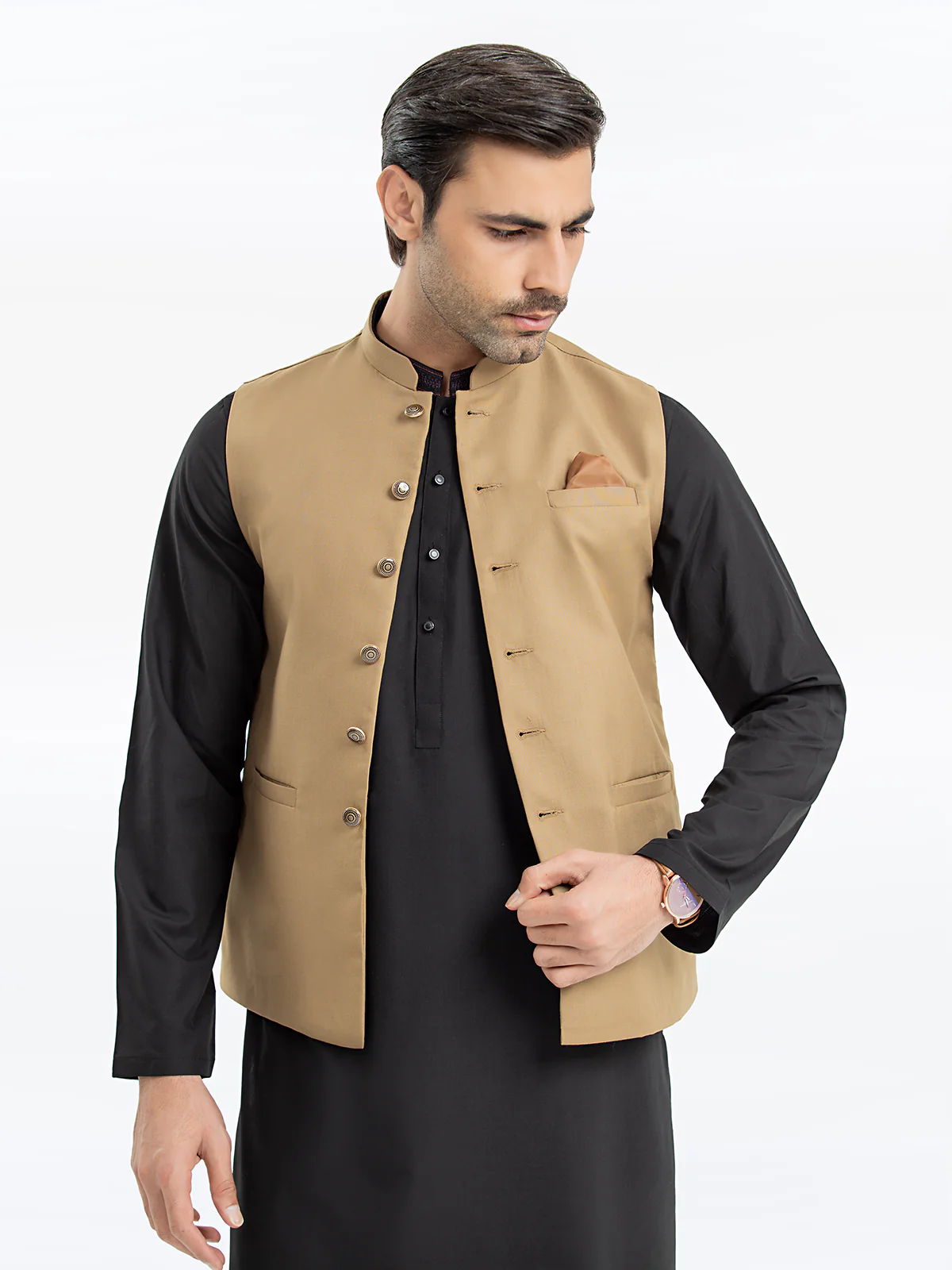 Men's Camel Waist Coat - EMTWCP24-35923 - Image 2