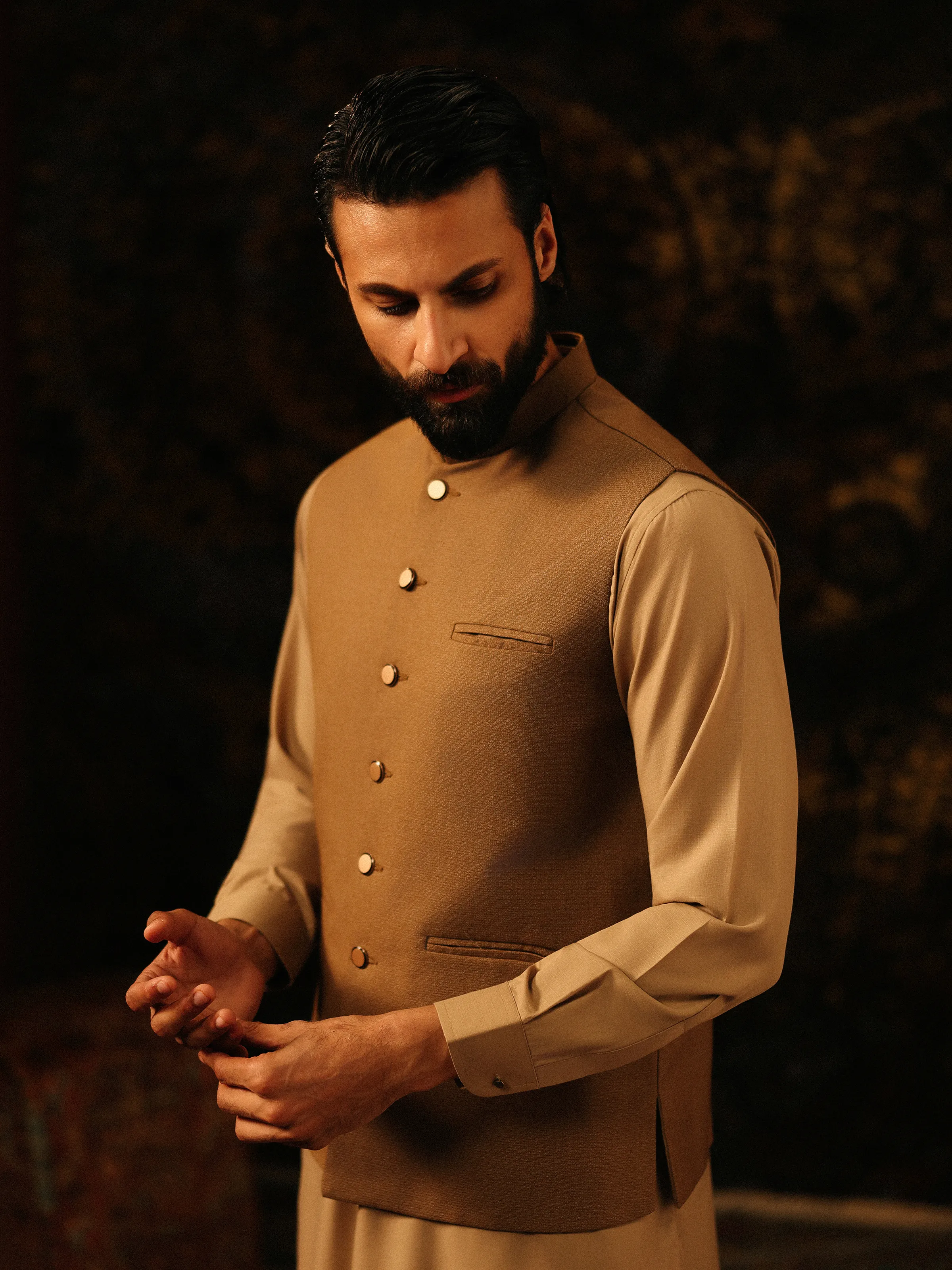 Men's Camel Waist Coat - EMTWCP5-35985 - Image 2