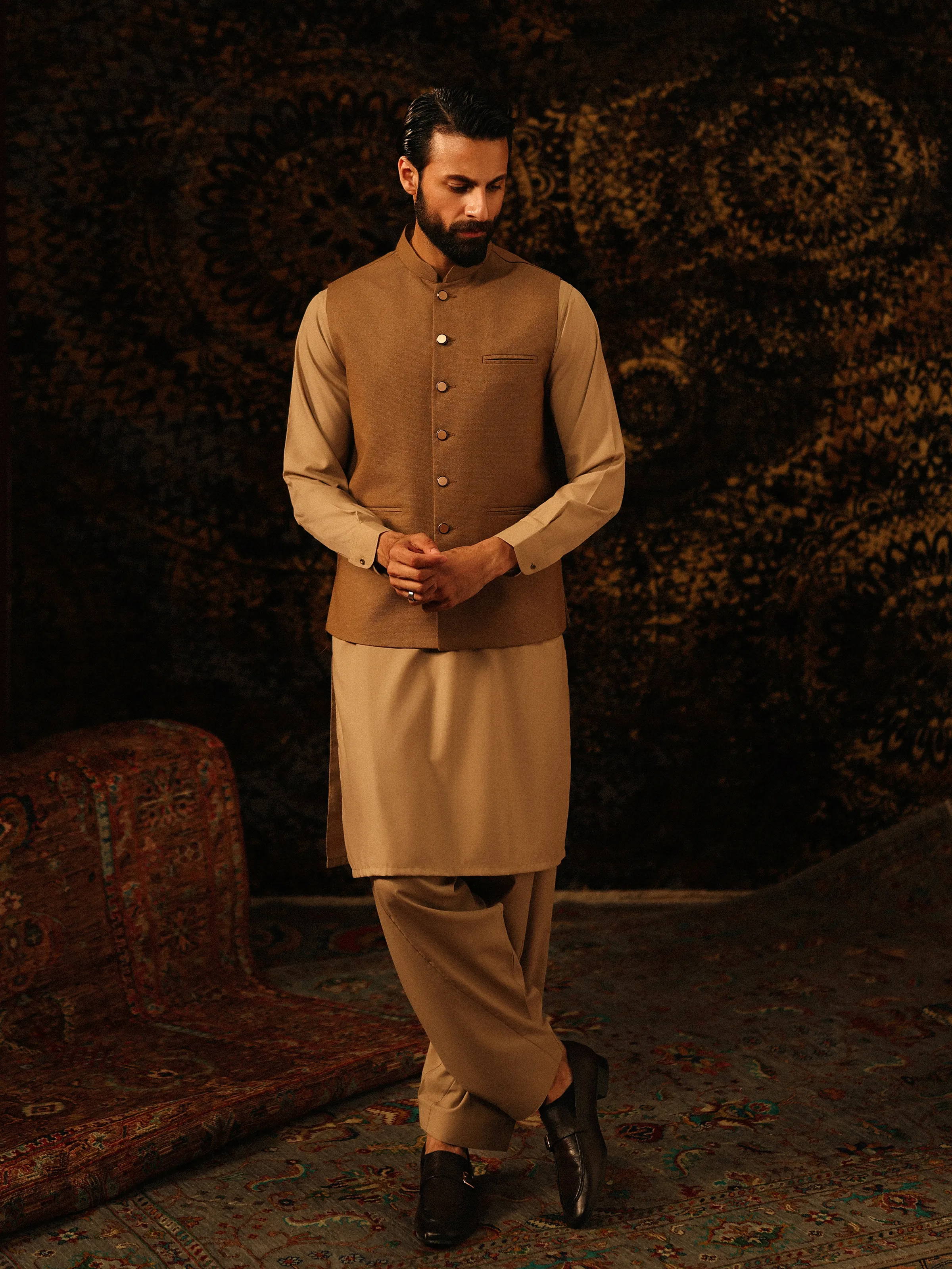 Men's Camel Waist Coat - EMTWCP5-35985 - Image 3