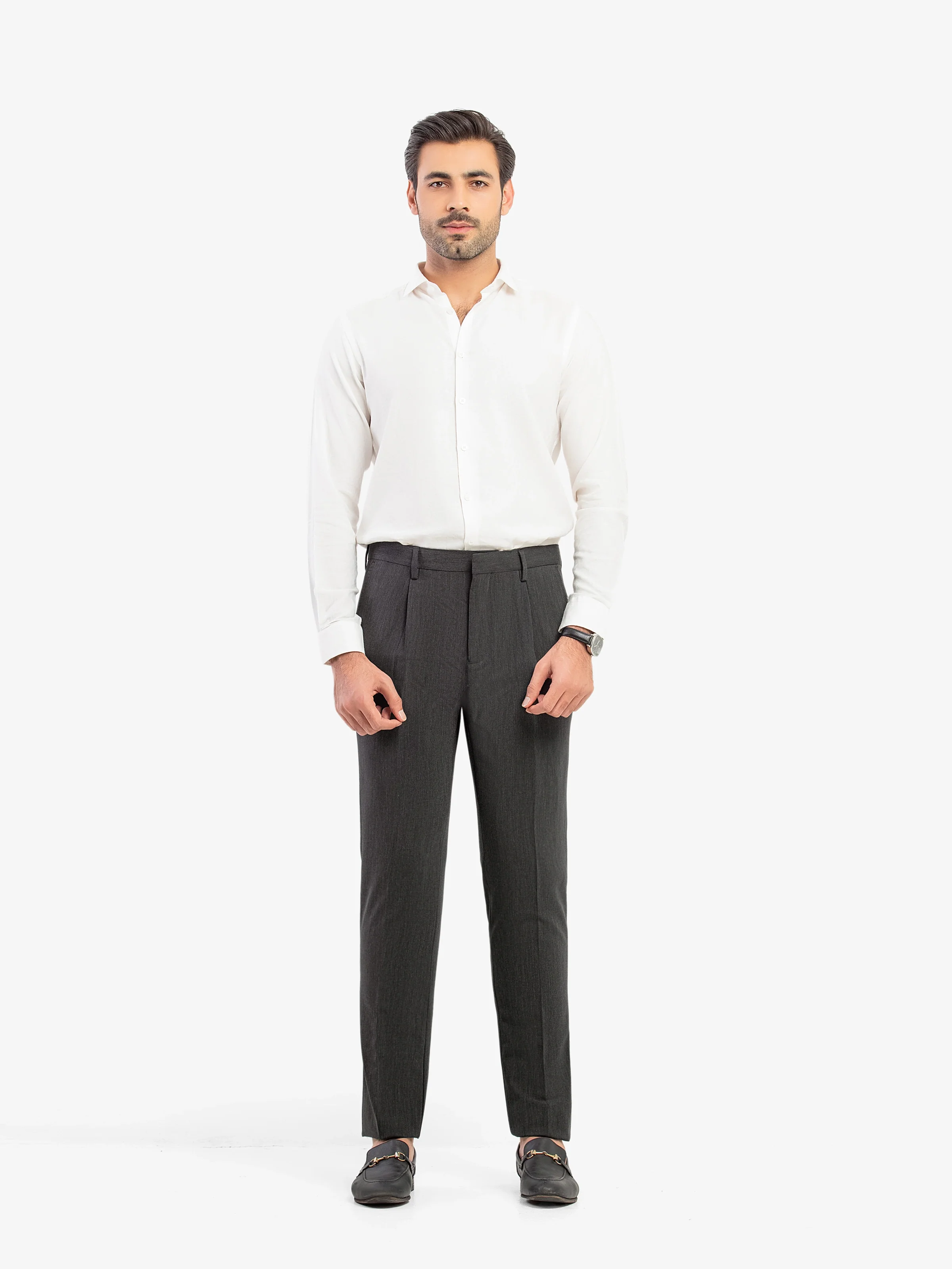 Men's Charcoal Formal Pant - EMBPF5-15278 - Image 3