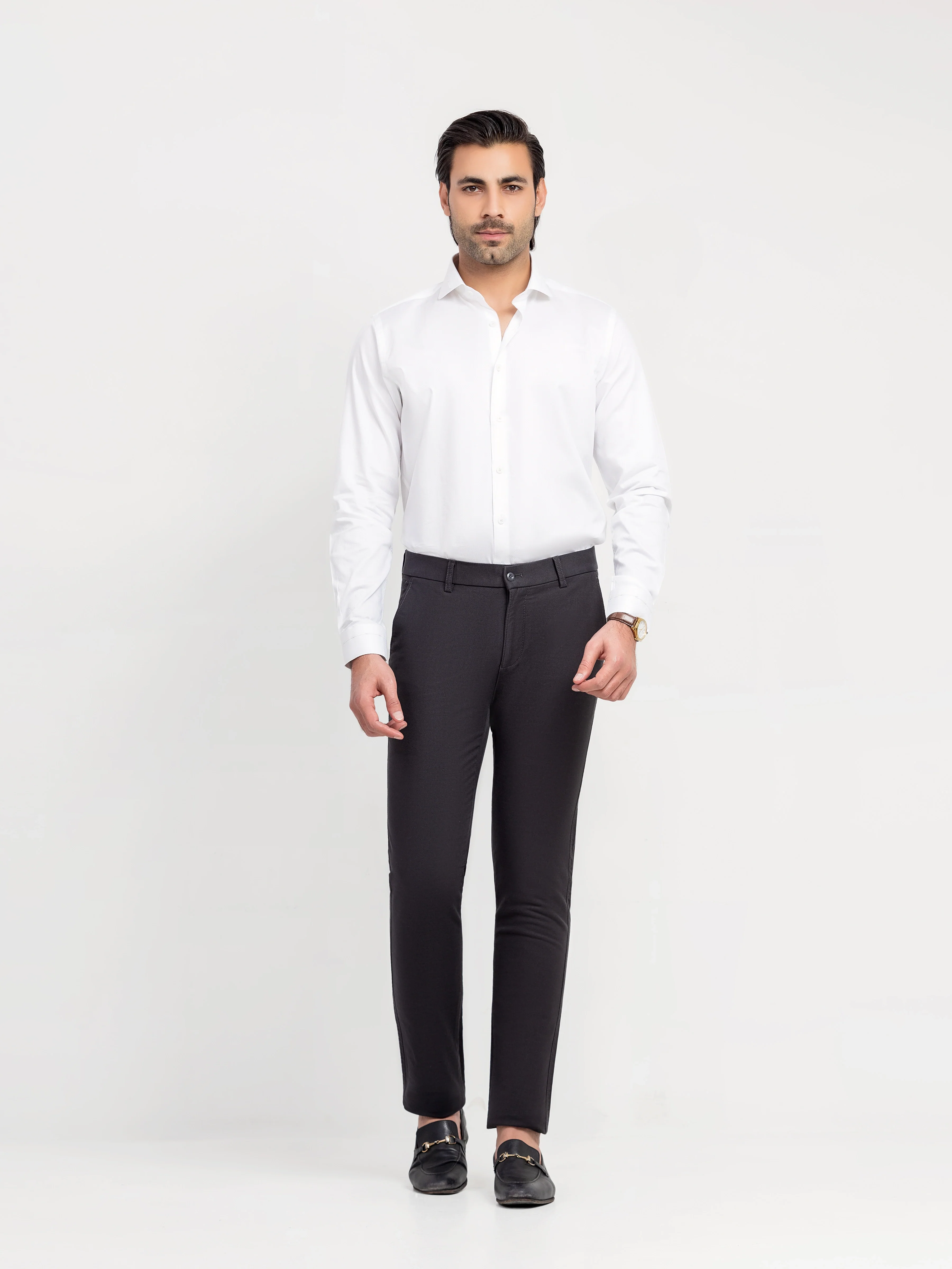 Men's Charcoal Formal Pant - EMBPF6-15306 - Image 2