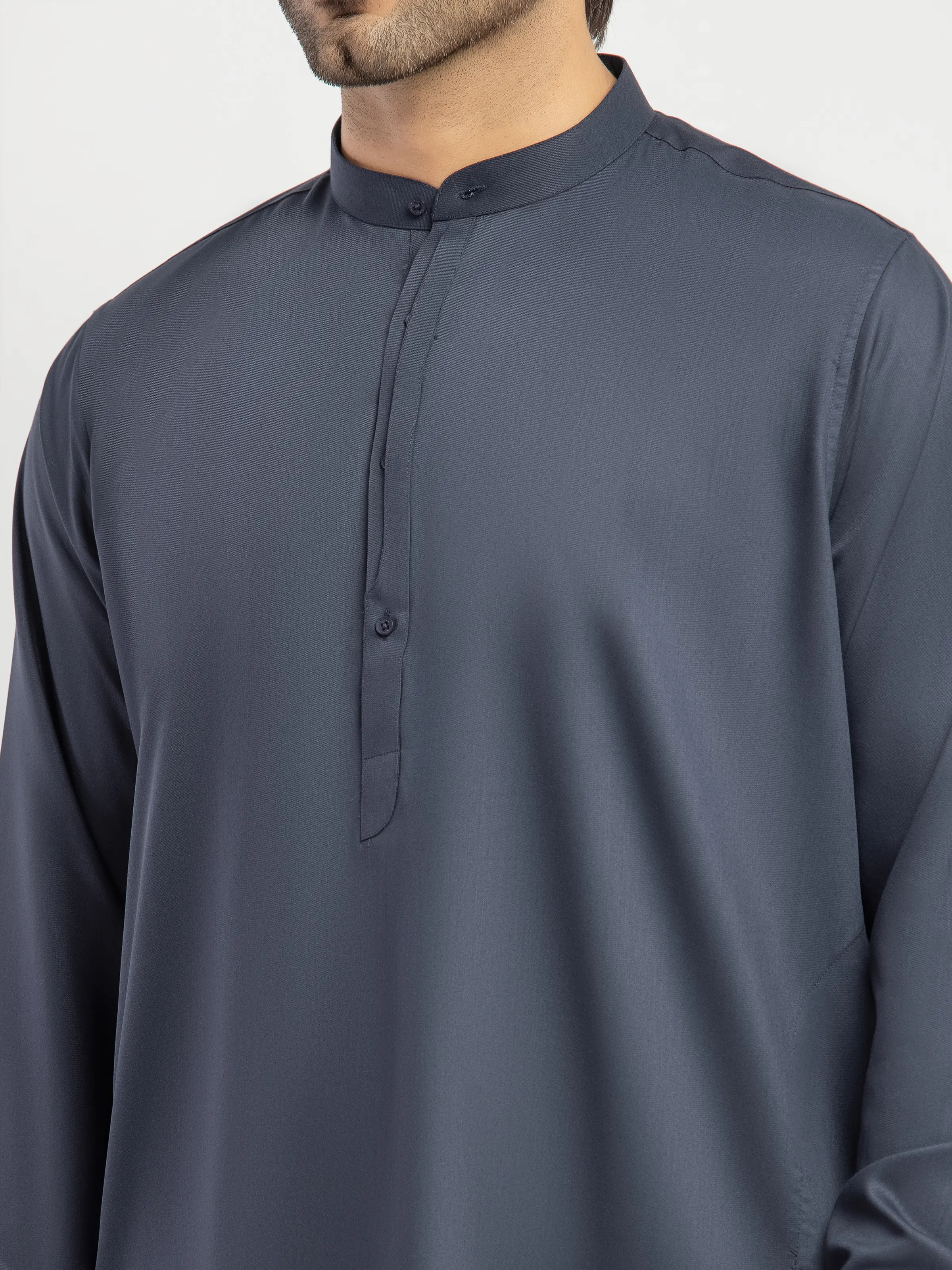 Men's Charcoal Grey Shalwar Kameez - EMTKS5-41203 - Image 3