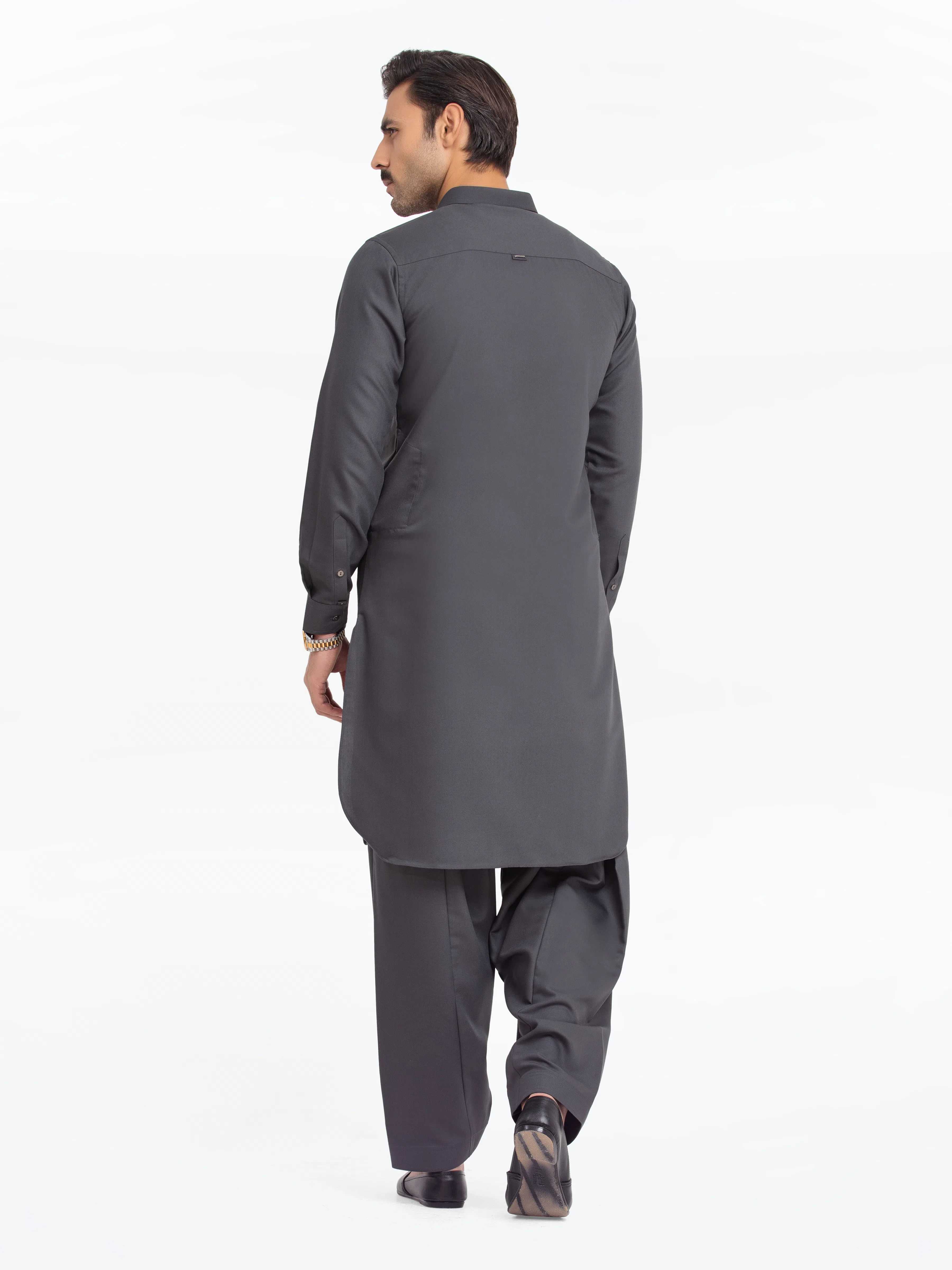 Men's Charcoal Grey Shalwar Kameez - EMTKST24-99485 - Image 6