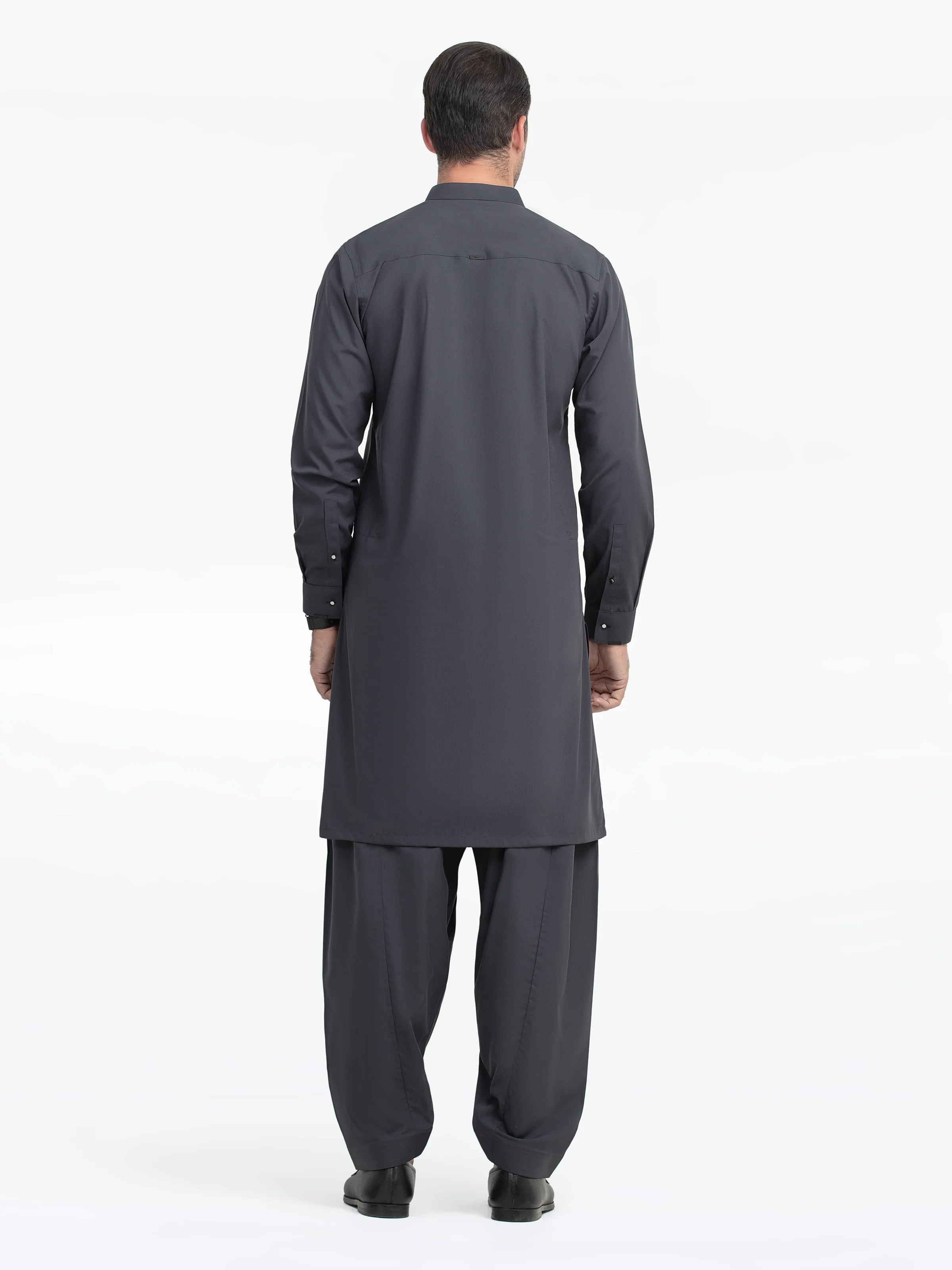 Men's Charcoal Grey Shalwar Kameez - EMTKST5-99546 - Image 5