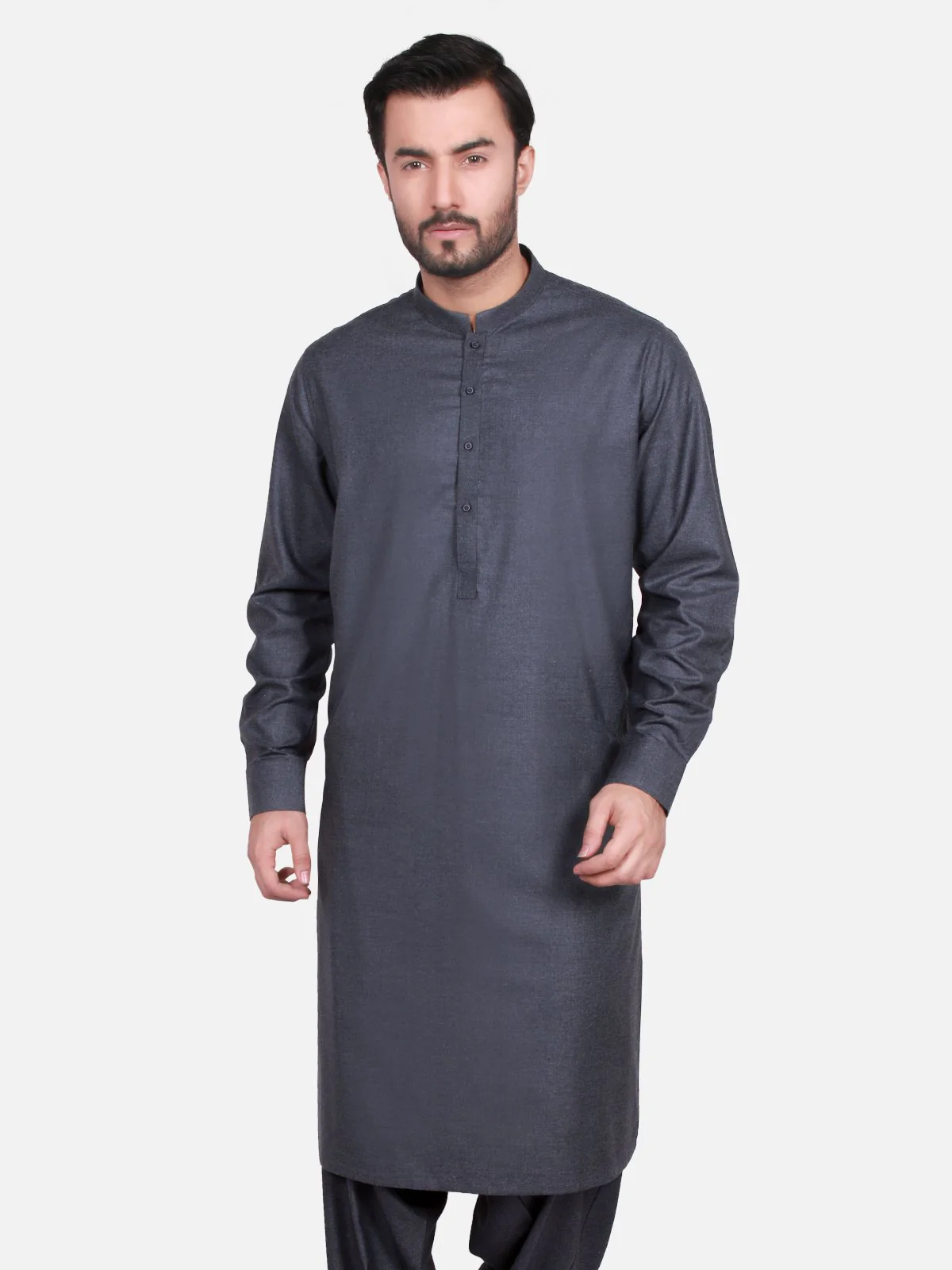 Men's Charcoal Grey Shalwar Kameez Plain - EMTKSP18W-40712