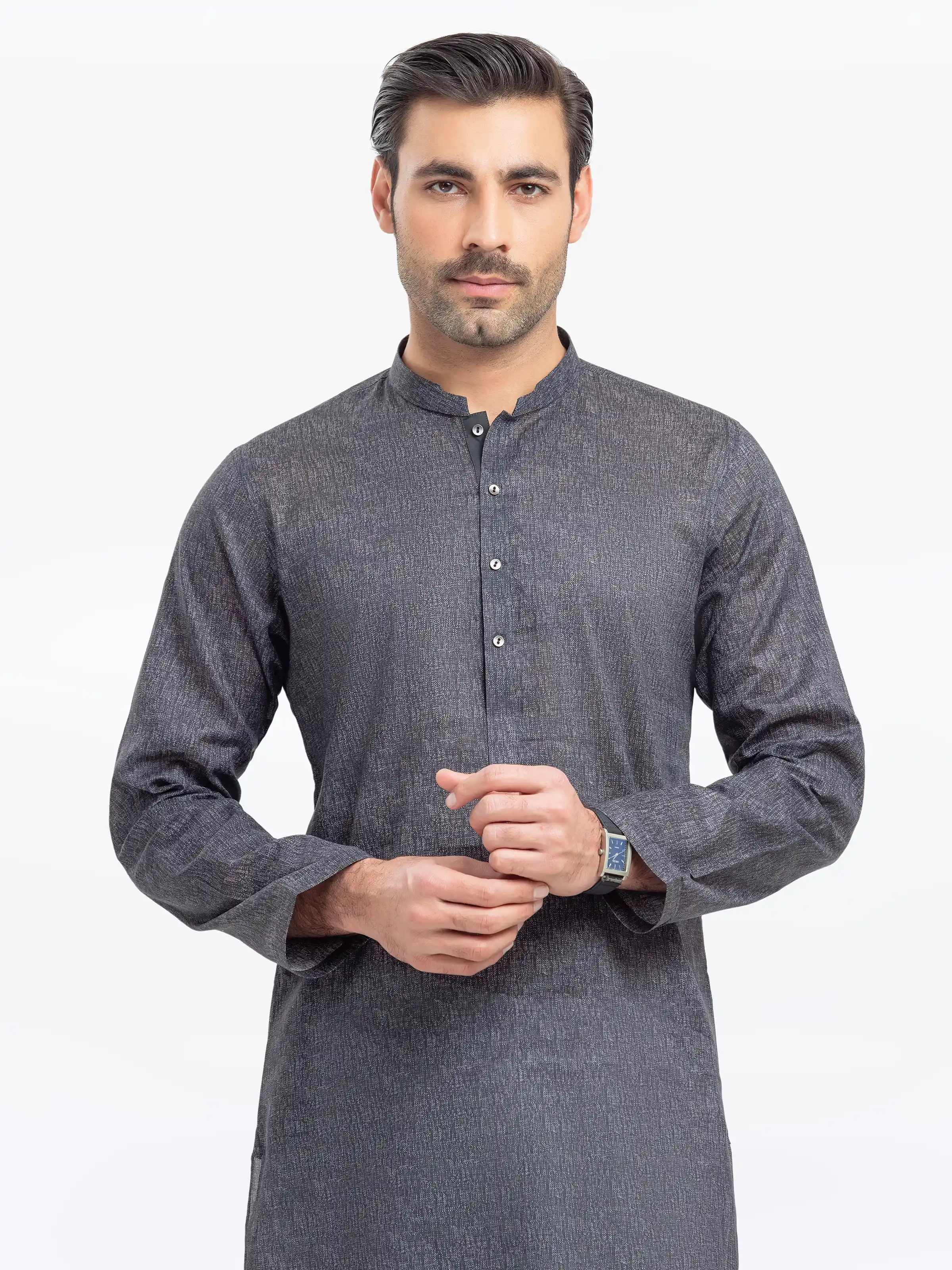 Men's Charcoal Kurta - EMTK25S-99506 - Image 2