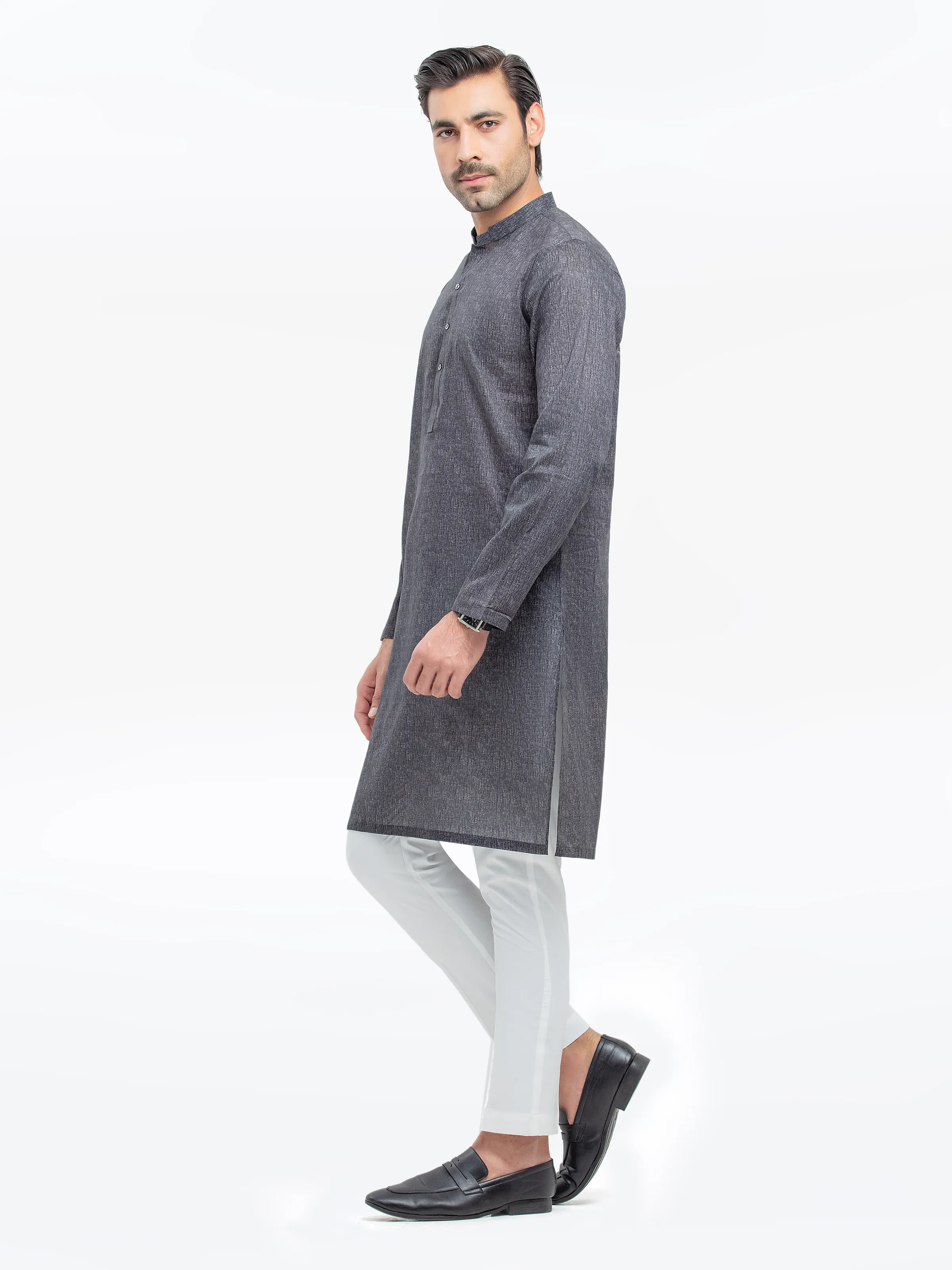 Men's Charcoal Kurta - EMTK25S-99506 - Image 4