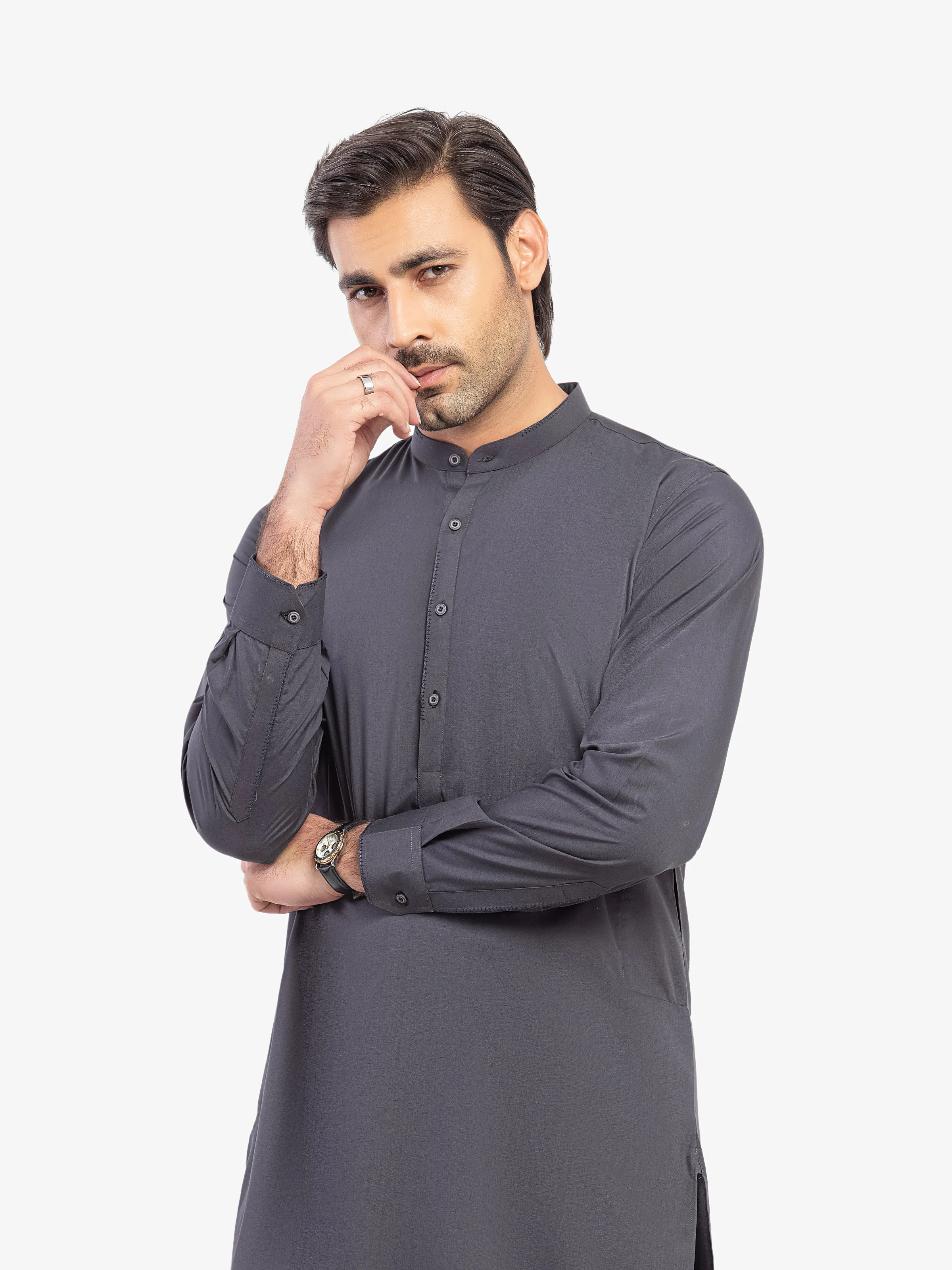 Men's Charcoal Kurta Pajama - EMTKPT5-083 - Image 2