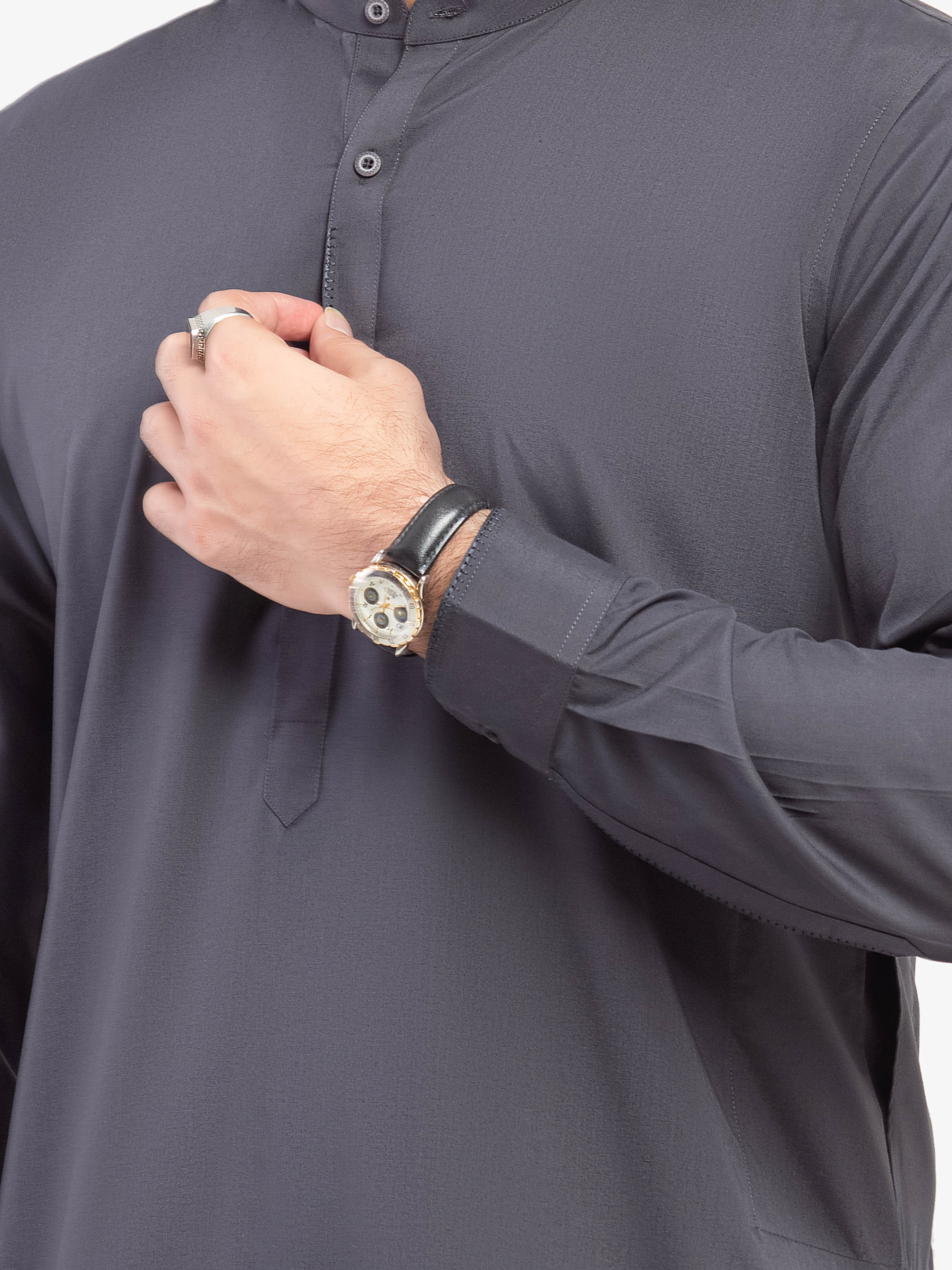 Men's Charcoal Kurta Pajama - EMTKPT5-083 - Image 4