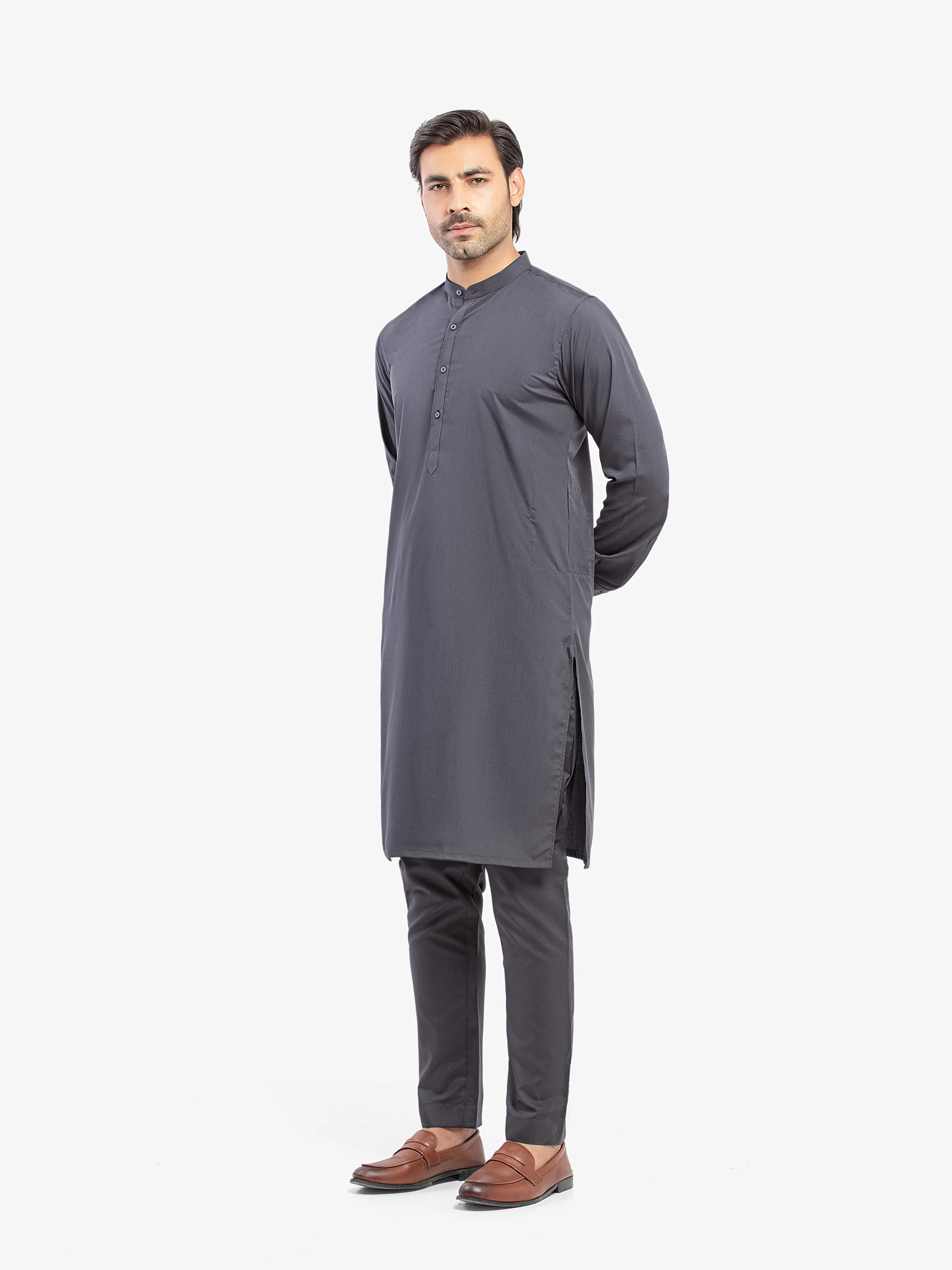 Men's Charcoal Kurta Pajama - EMTKPT5-083 - Image 5