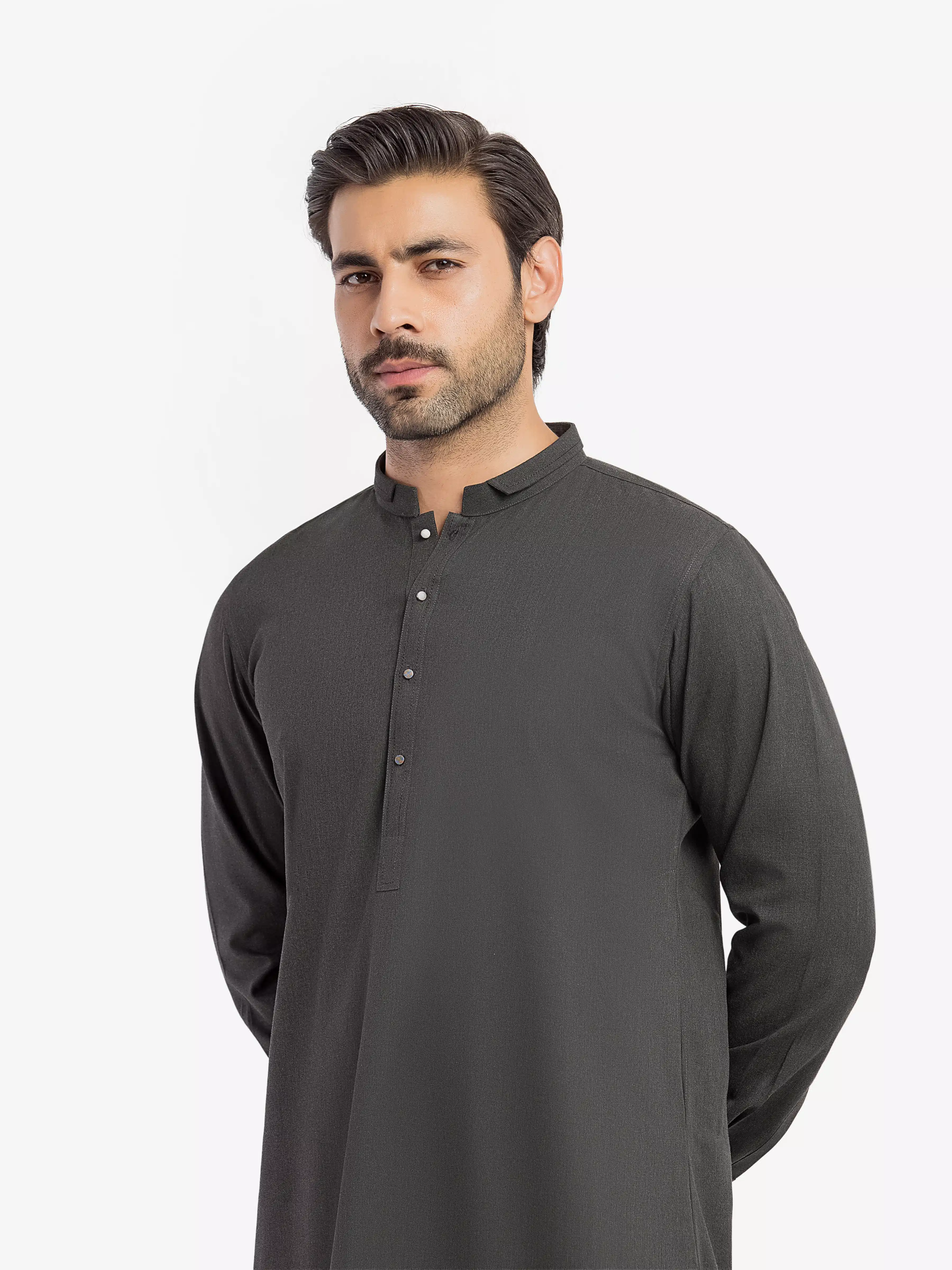 Men's Charcoal Kurta Pajama - EMTKPT5-097 - Image 2