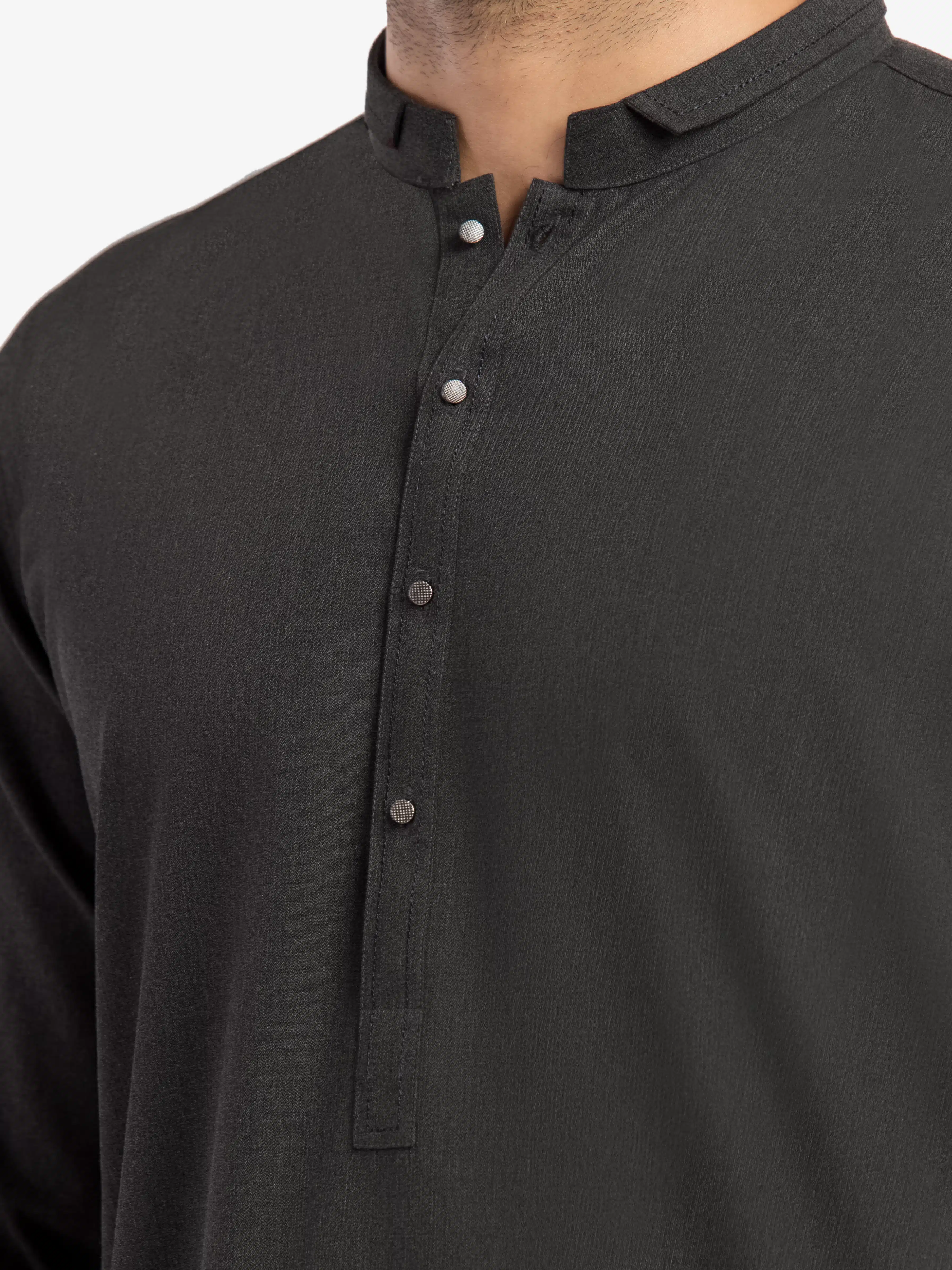 Men's Charcoal Kurta Pajama - EMTKPT5-097 - Image 3