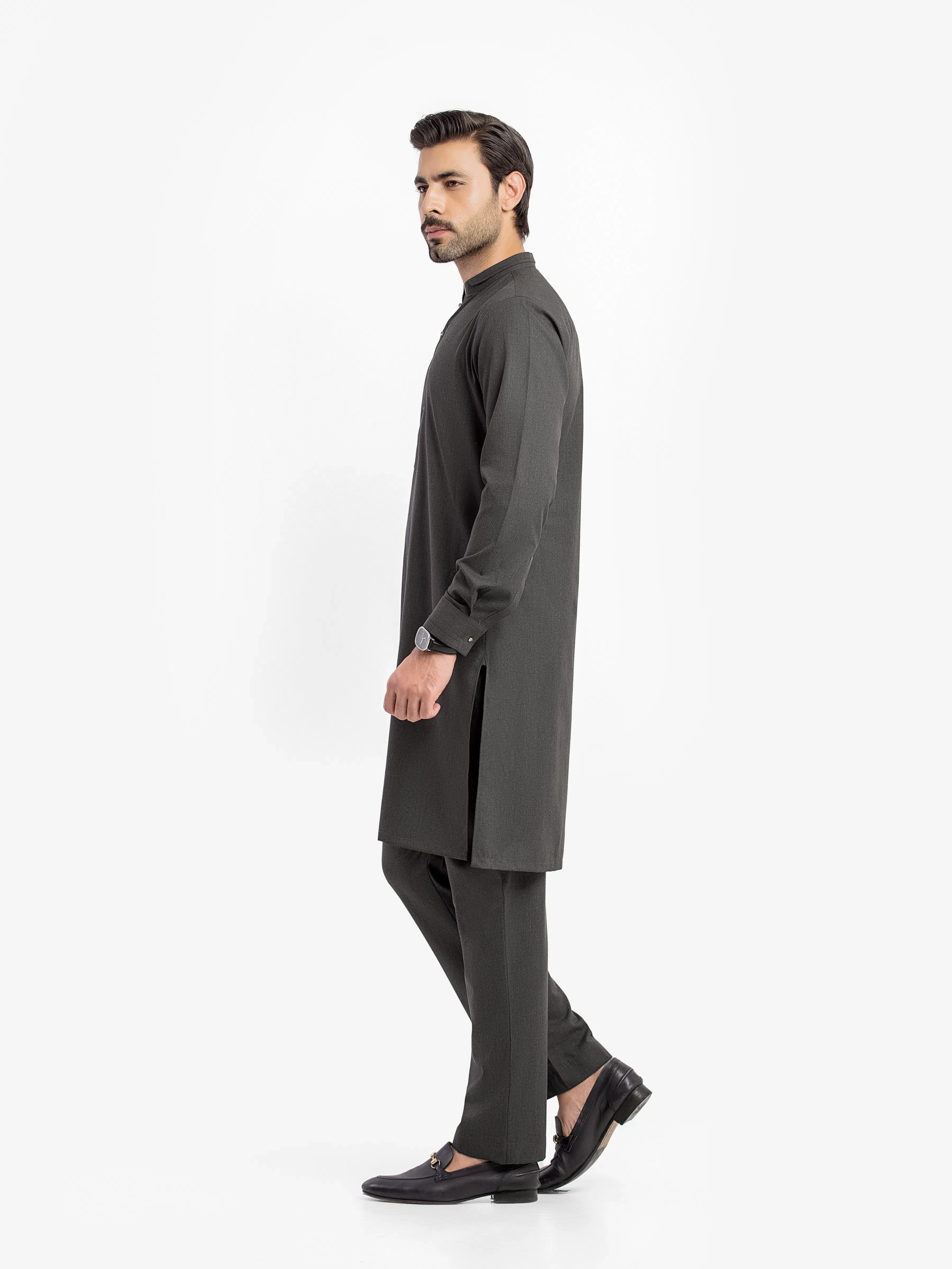 Men's Charcoal Kurta Pajama - EMTKPT5-097 - Image 4