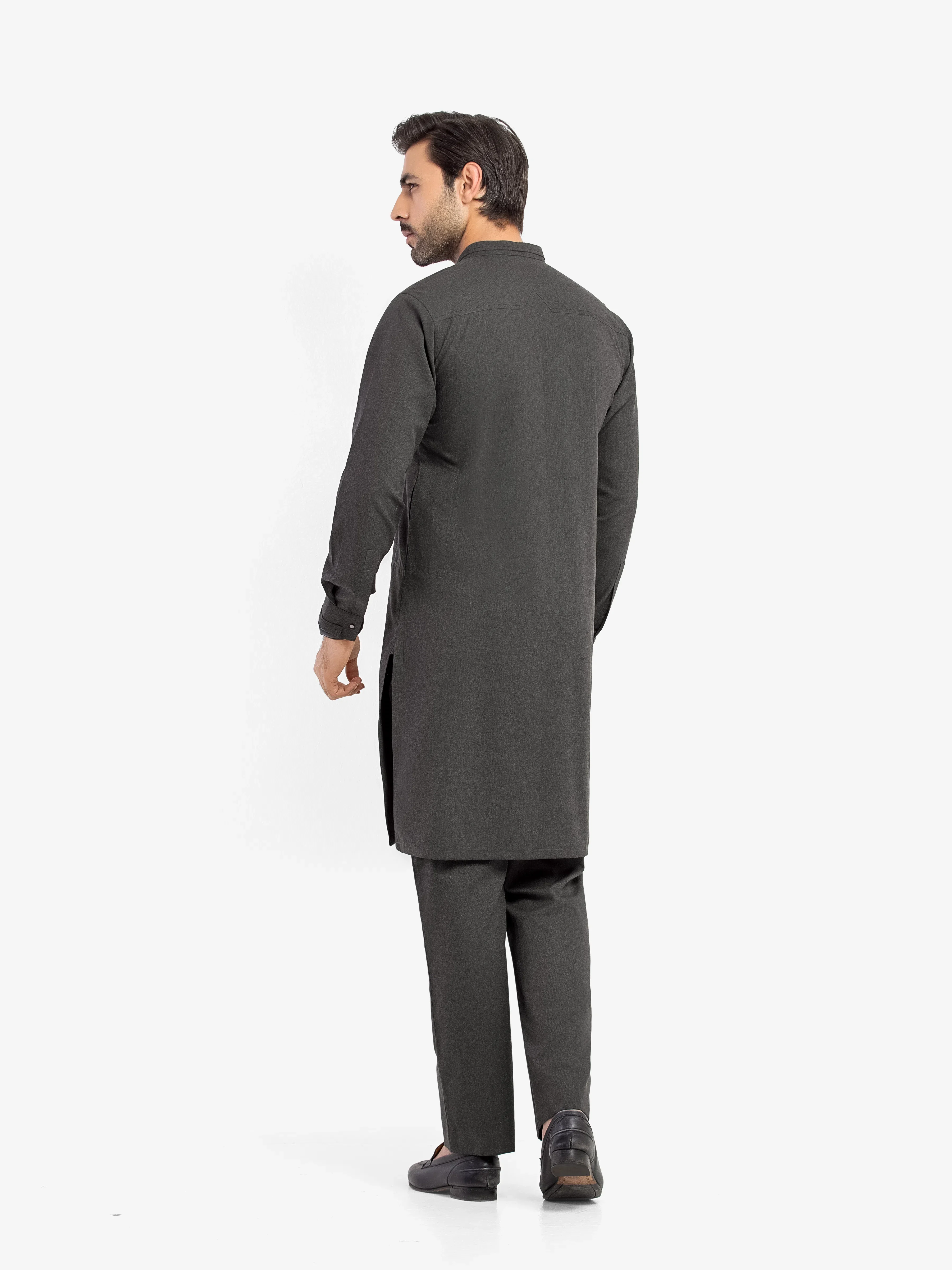 Men's Charcoal Kurta Pajama - EMTKPT5-097 - Image 5