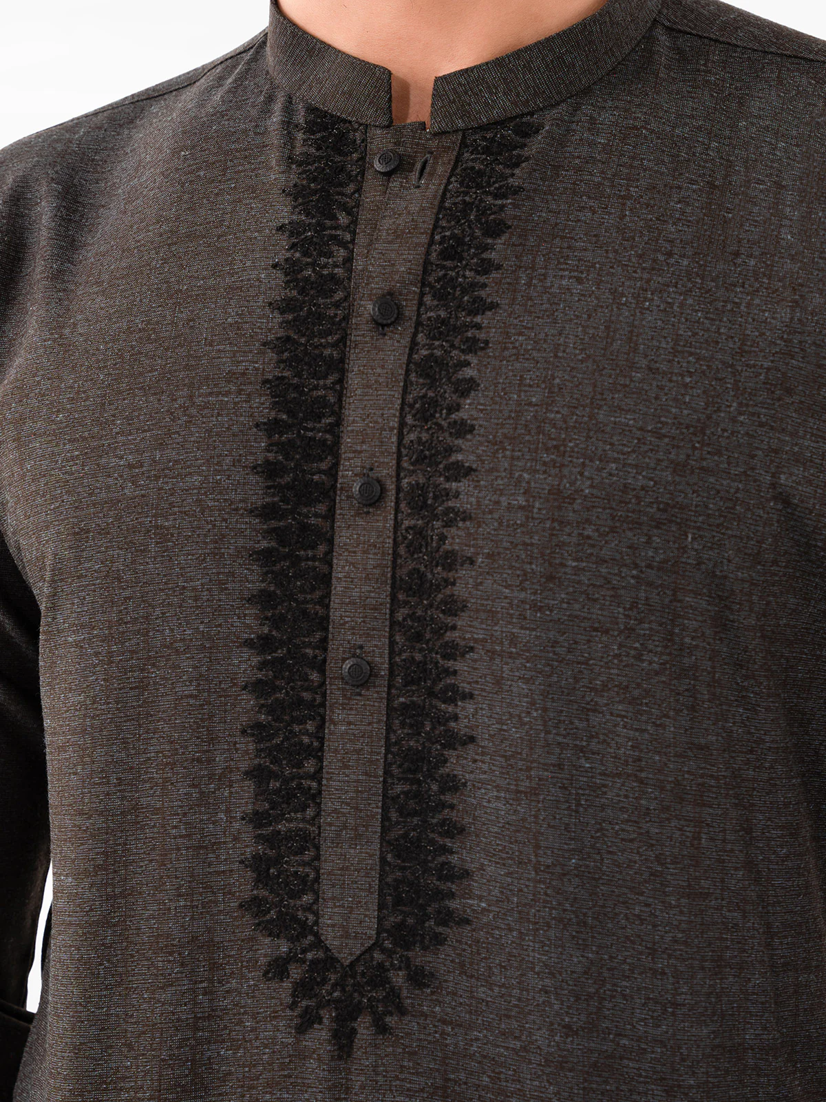 Men's Charcoal Shalwar Kameez - EMTKS23W-41053 - Image 4