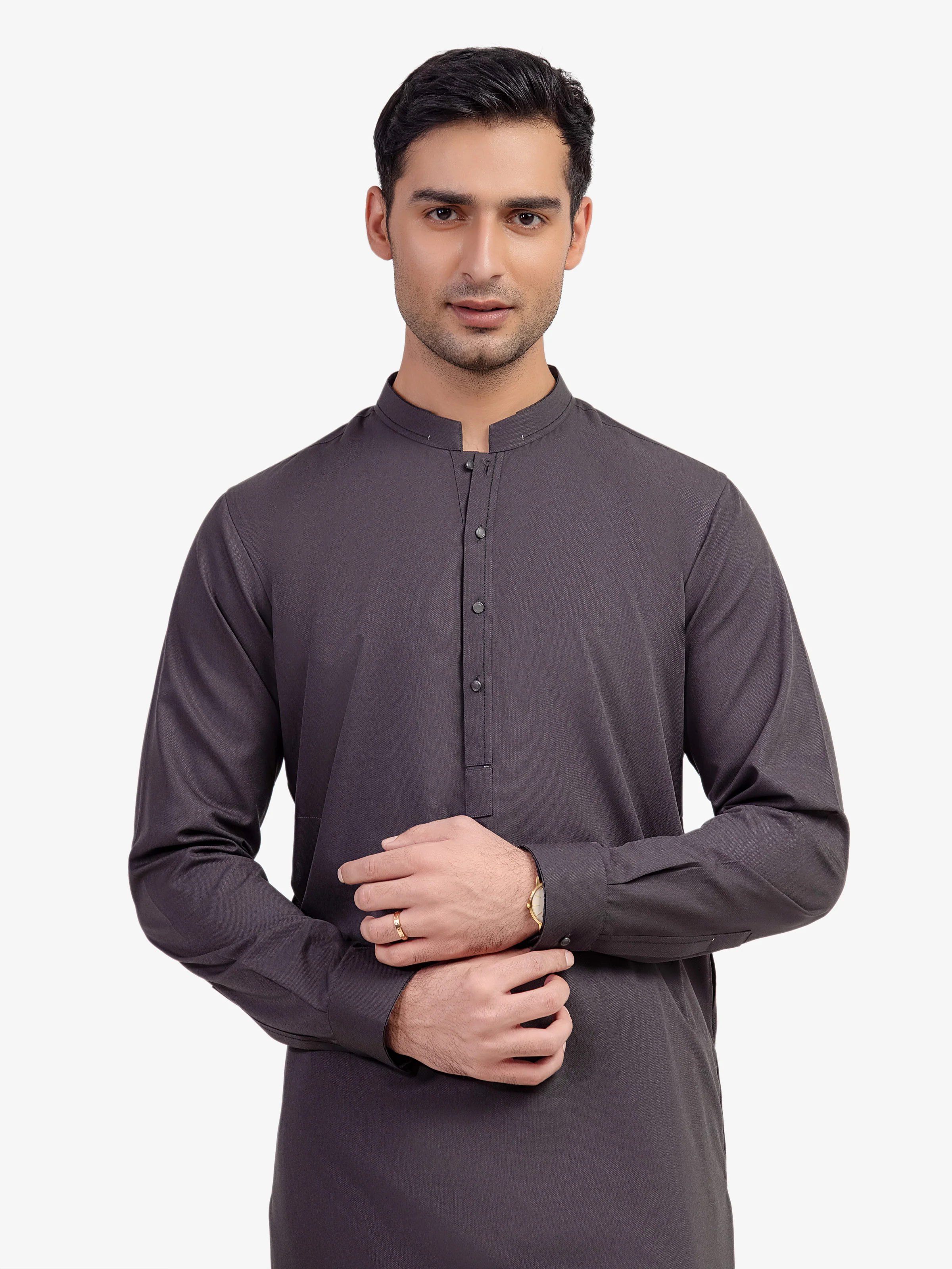 Men's Charcoal Shalwar Kameez - EMTKST5-99591 - Image 2