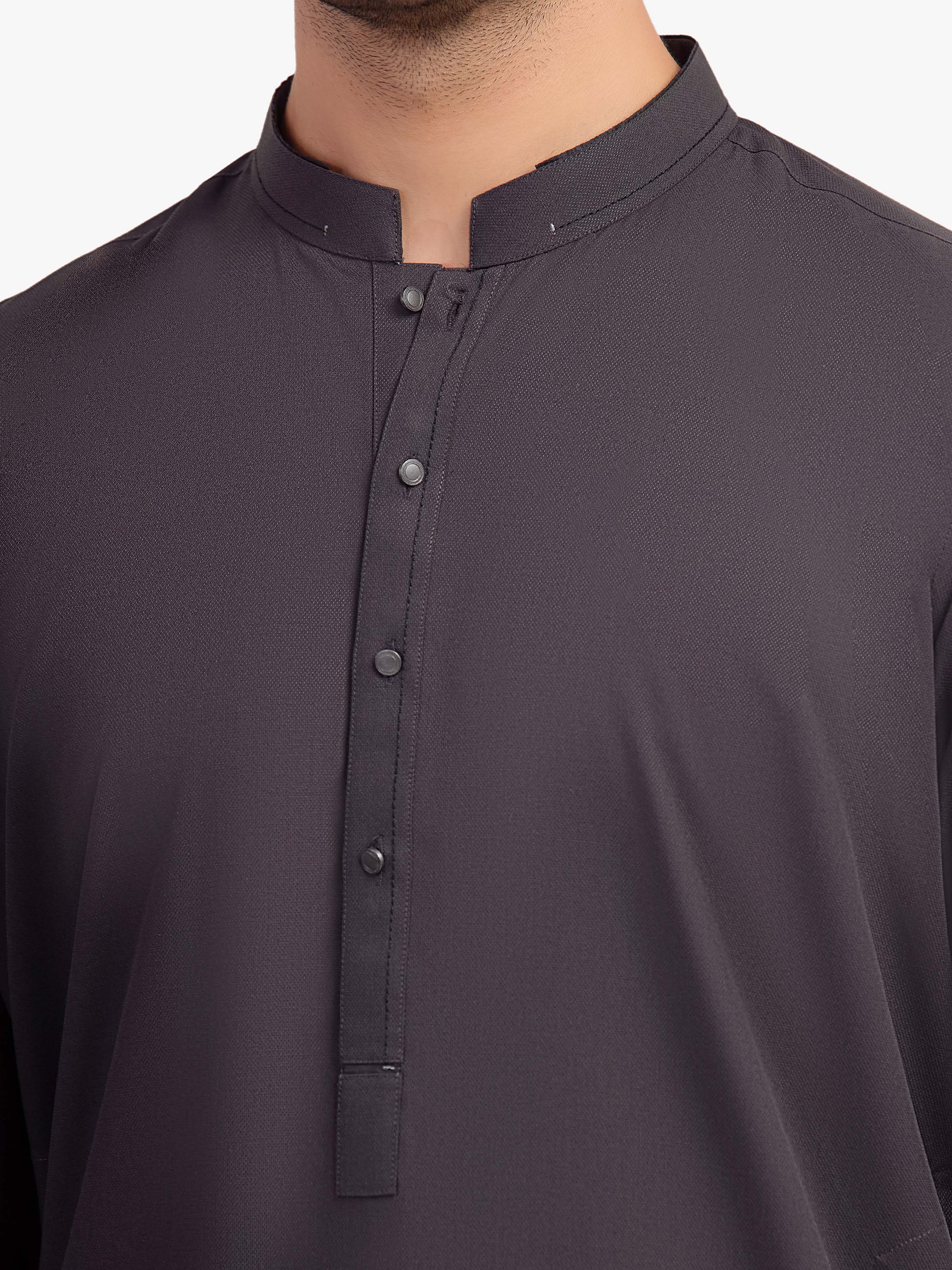 Men's Charcoal Shalwar Kameez - EMTKST5-99591 - Image 3