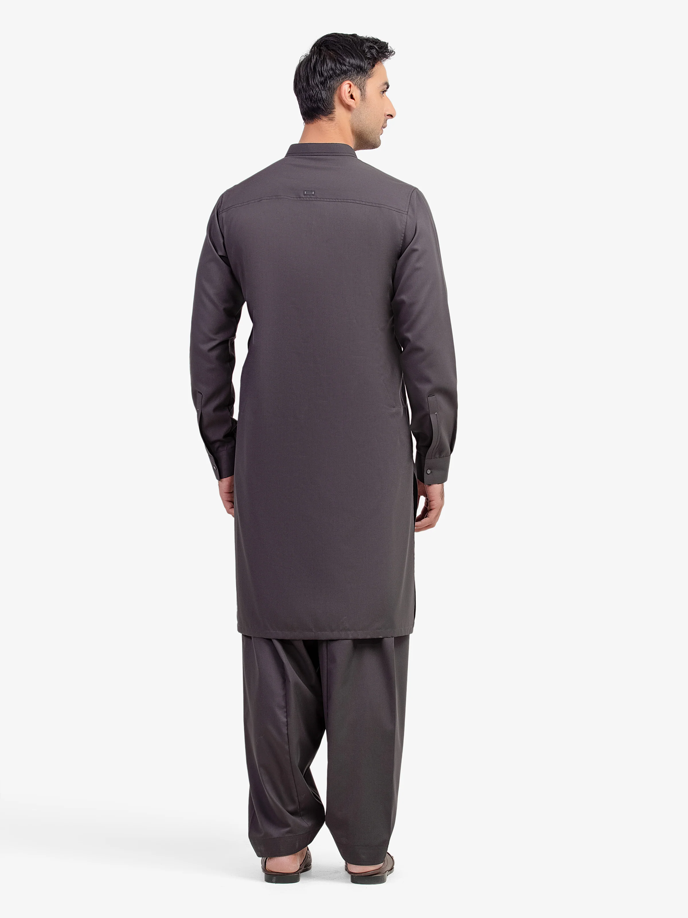 Men's Charcoal Shalwar Kameez - EMTKST5-99591 - Image 5