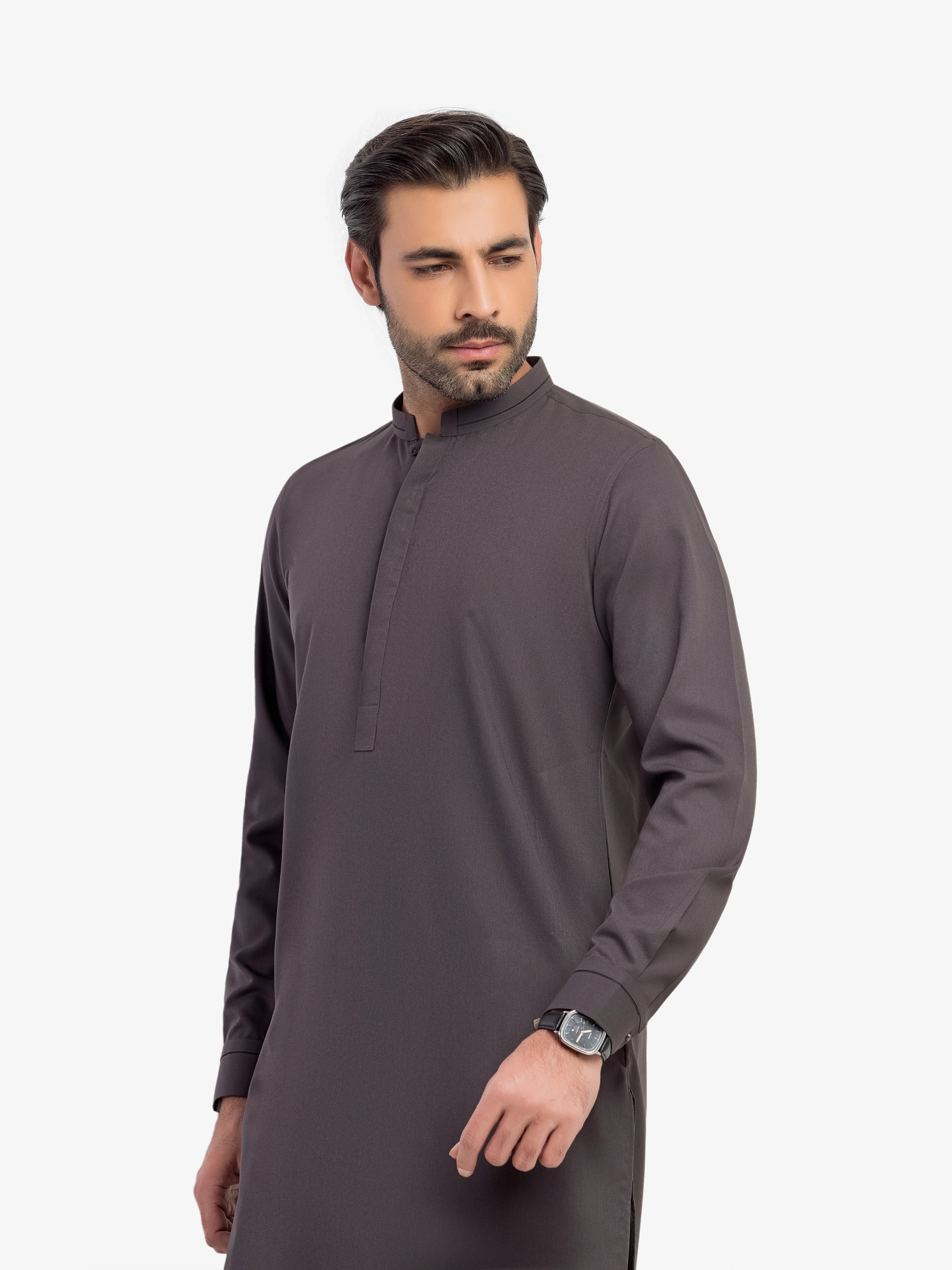 Men's Charcoal Shalwar Kameez - EMTKST5-99622 - Image 2